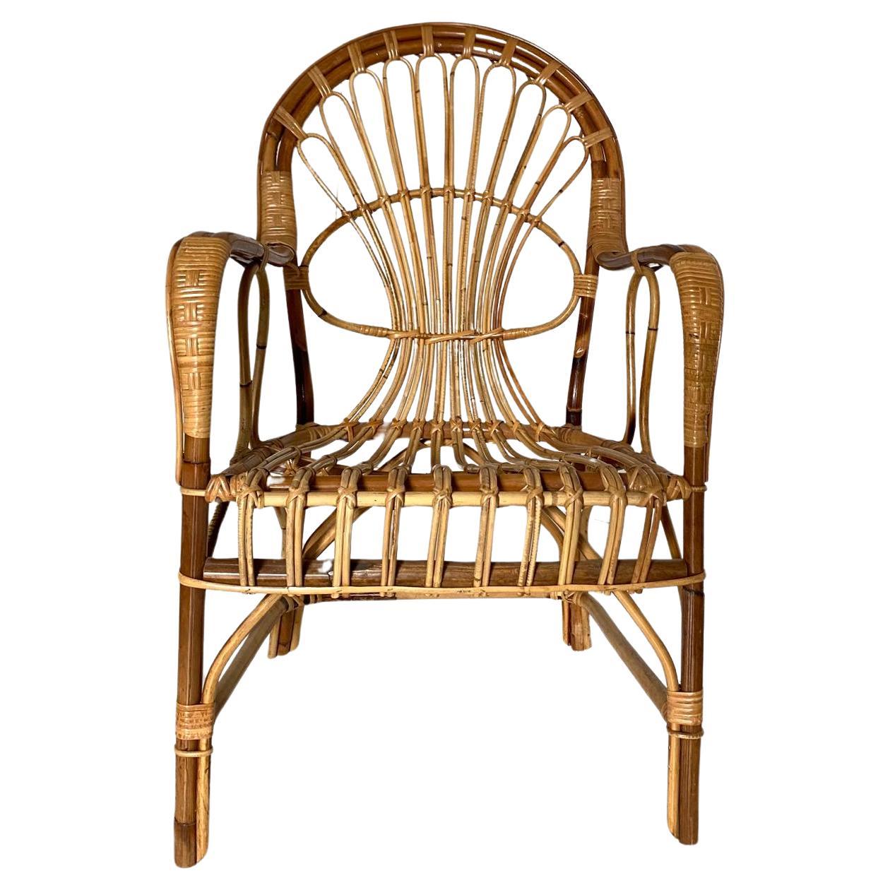 Bamboo Rattan Armchairs and Sofa Garden Set attributed to Franco Albini,  Italy 1960 For Sale