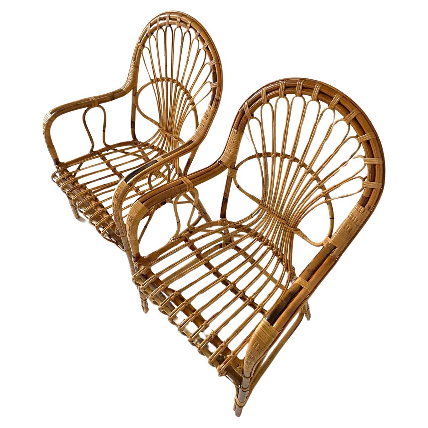 Rattan Armchairs and Sofa Garden Set attributed to Franco Albini,  Italy 1960 For Sale 2