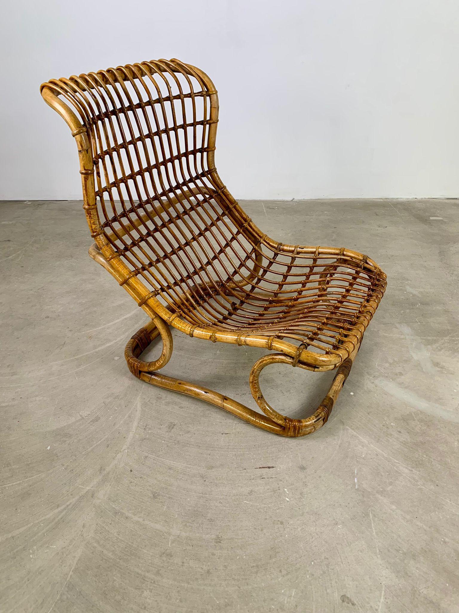 Rattan-Sessel von Tito Agnoli für Bonacina, Italien, 1959 (Moderne der Mitte des Jahrhunderts) im Angebot
