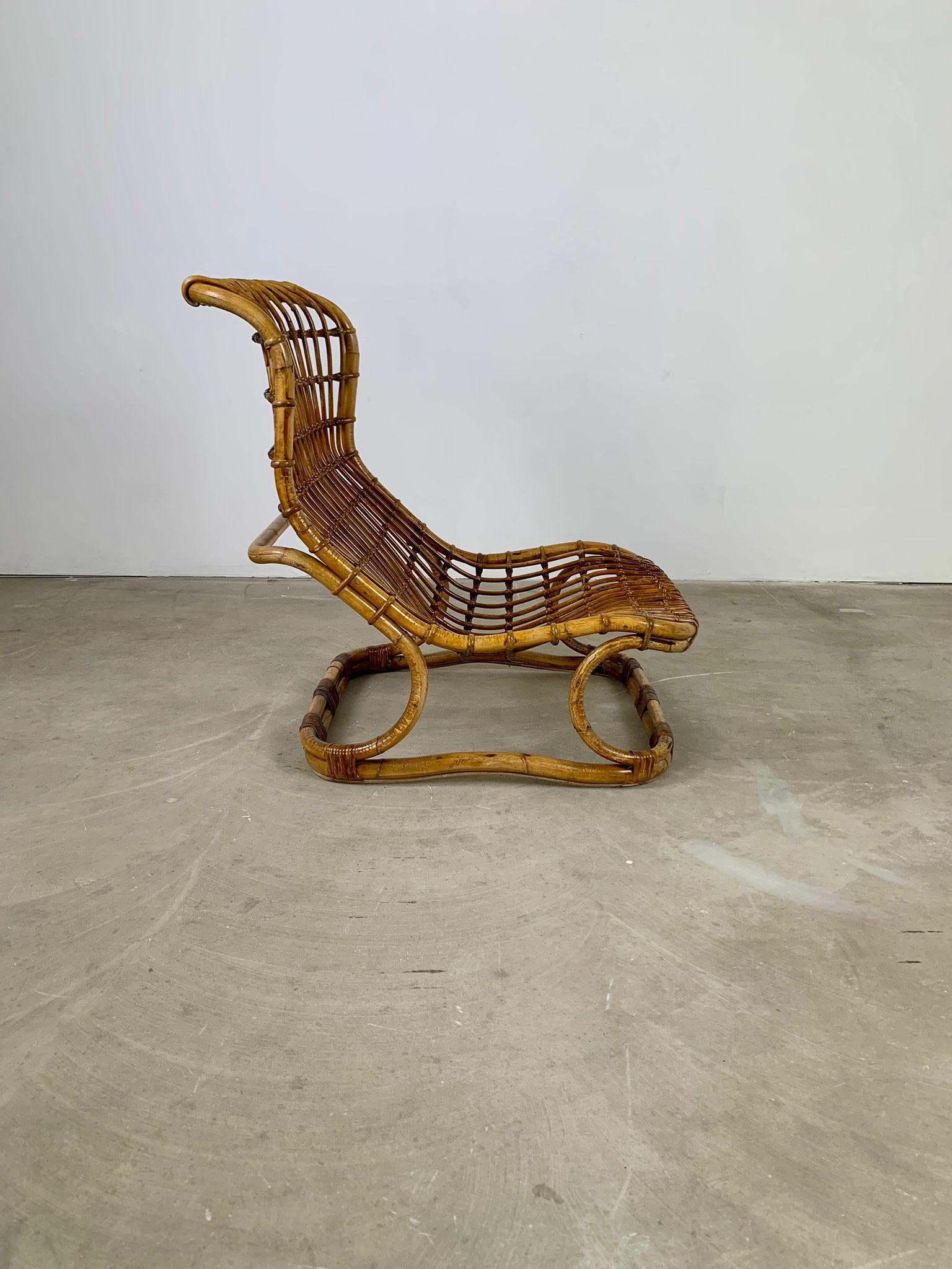 Rattan-Sessel von Tito Agnoli für Bonacina, Italien, 1959 im Zustand „Gut“ im Angebot in Milano, IT