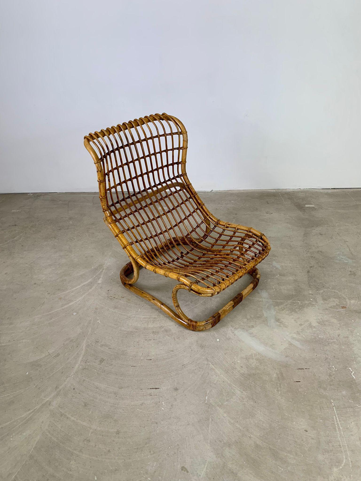 Rattan-Sessel von Tito Agnoli für Bonacina, Italien, 1959 (Mid-20th Century) im Angebot