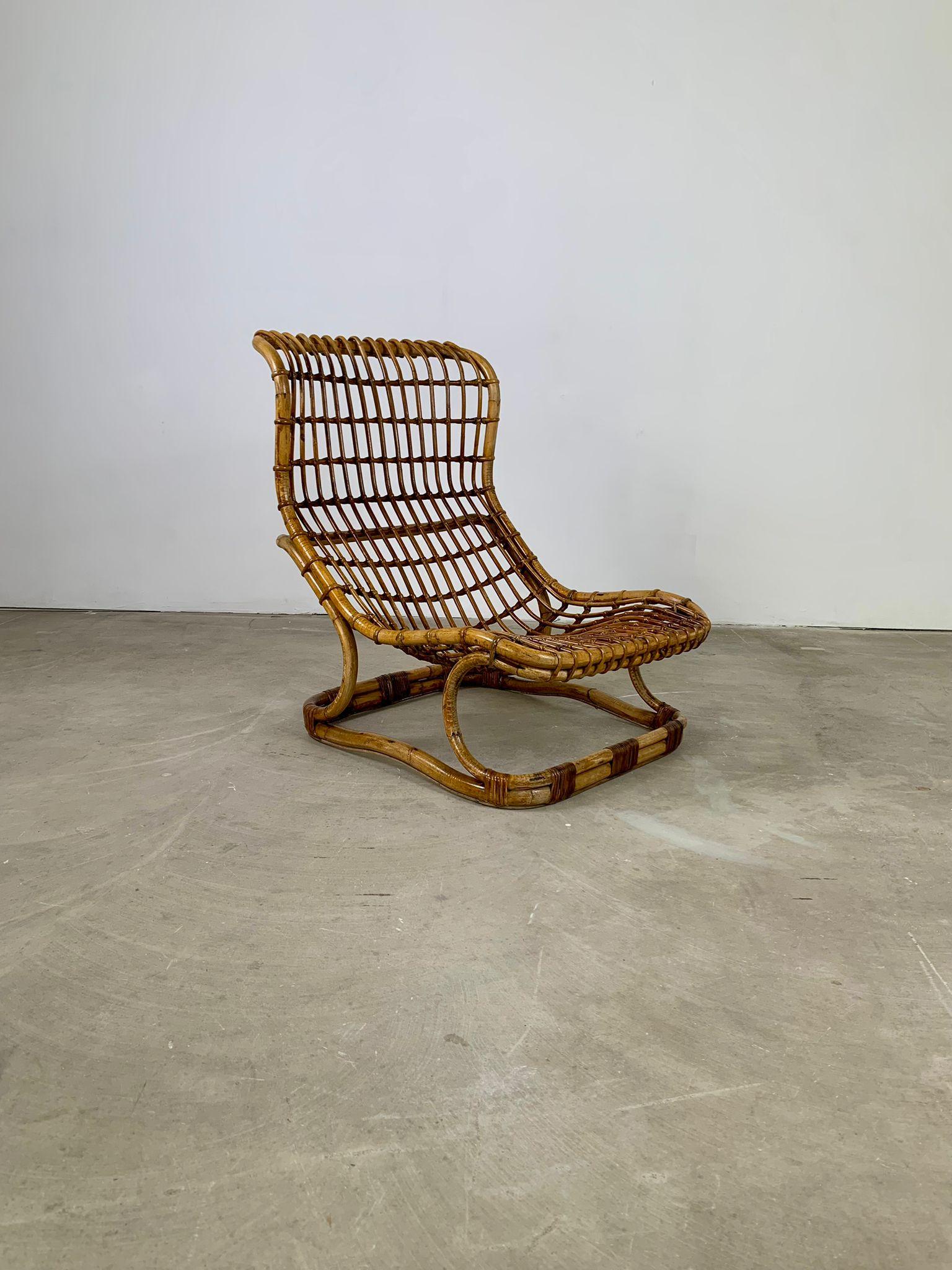 Rattan-Sessel von Tito Agnoli für Bonacina, Italien, 1959 im Angebot 1