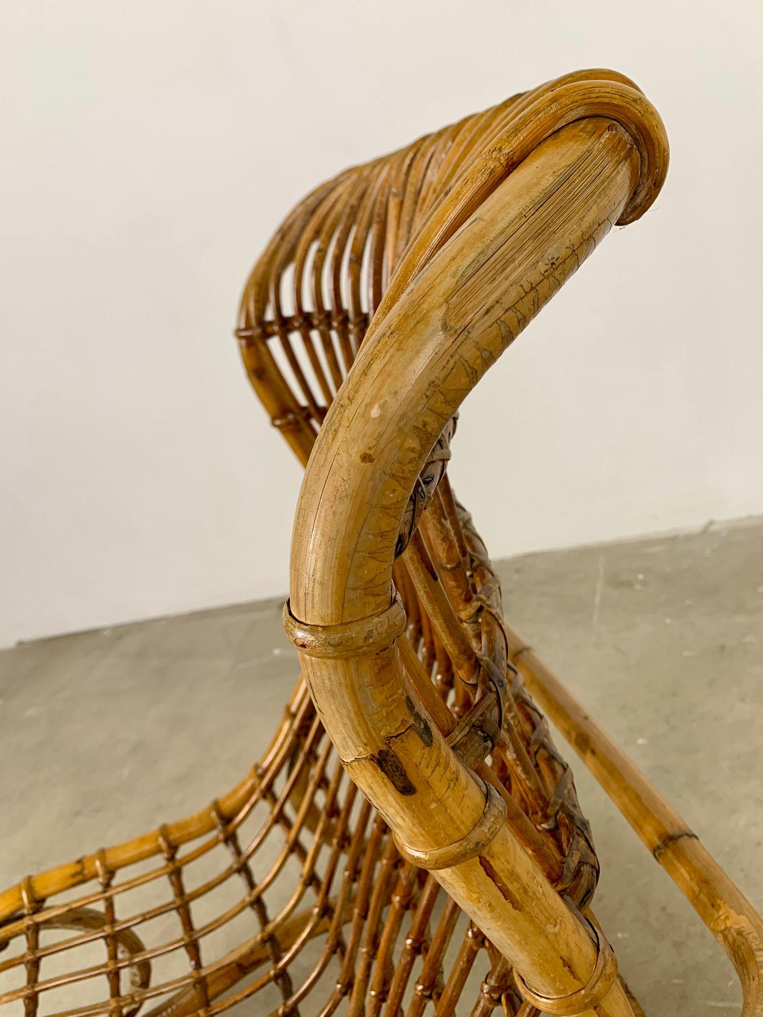 Rattan-Sessel von Tito Agnoli für Bonacina, Italien, 1959 im Angebot 3