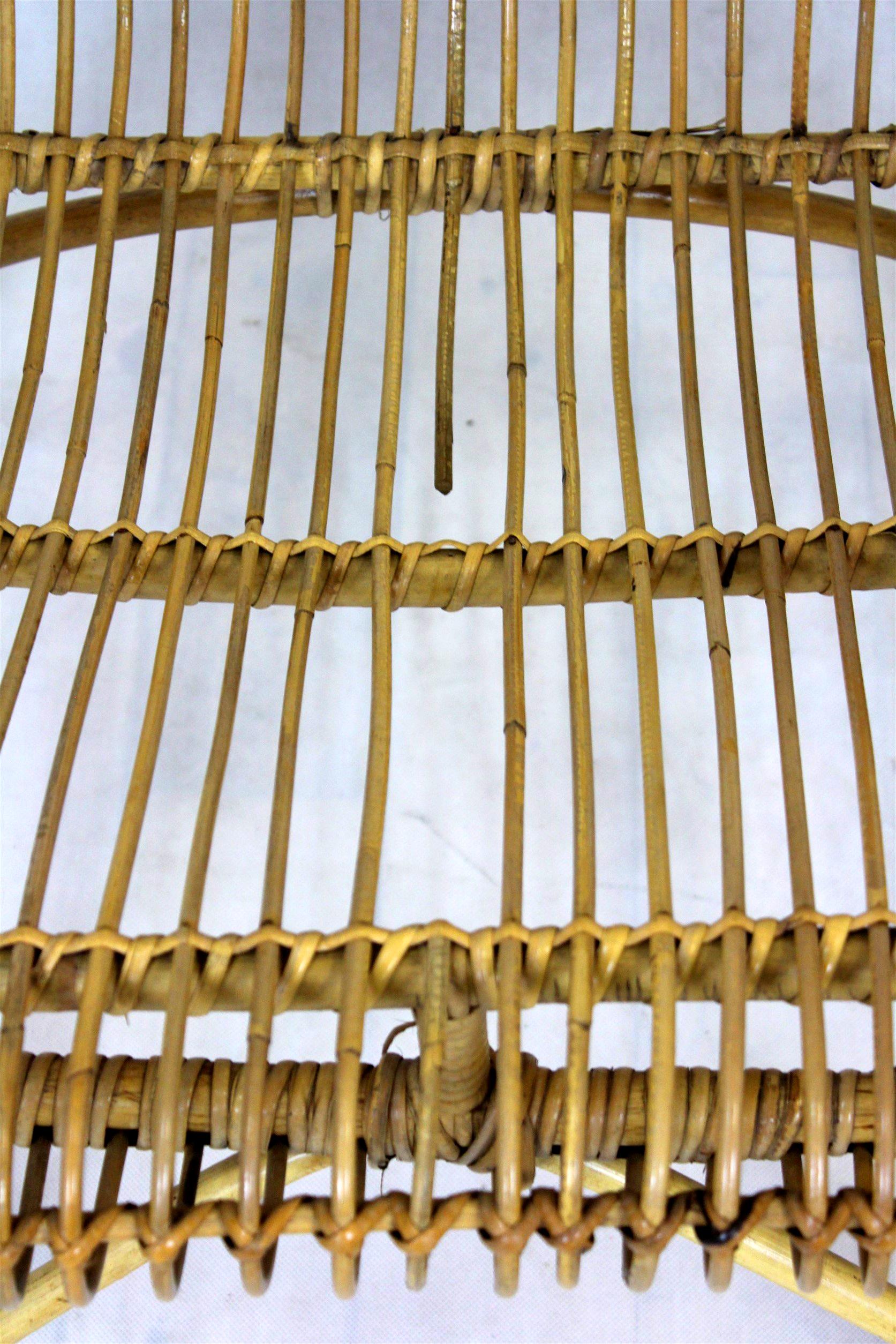 Rattan Armchairs, Table and Stool, 1960s, Set of 4 For Sale 1