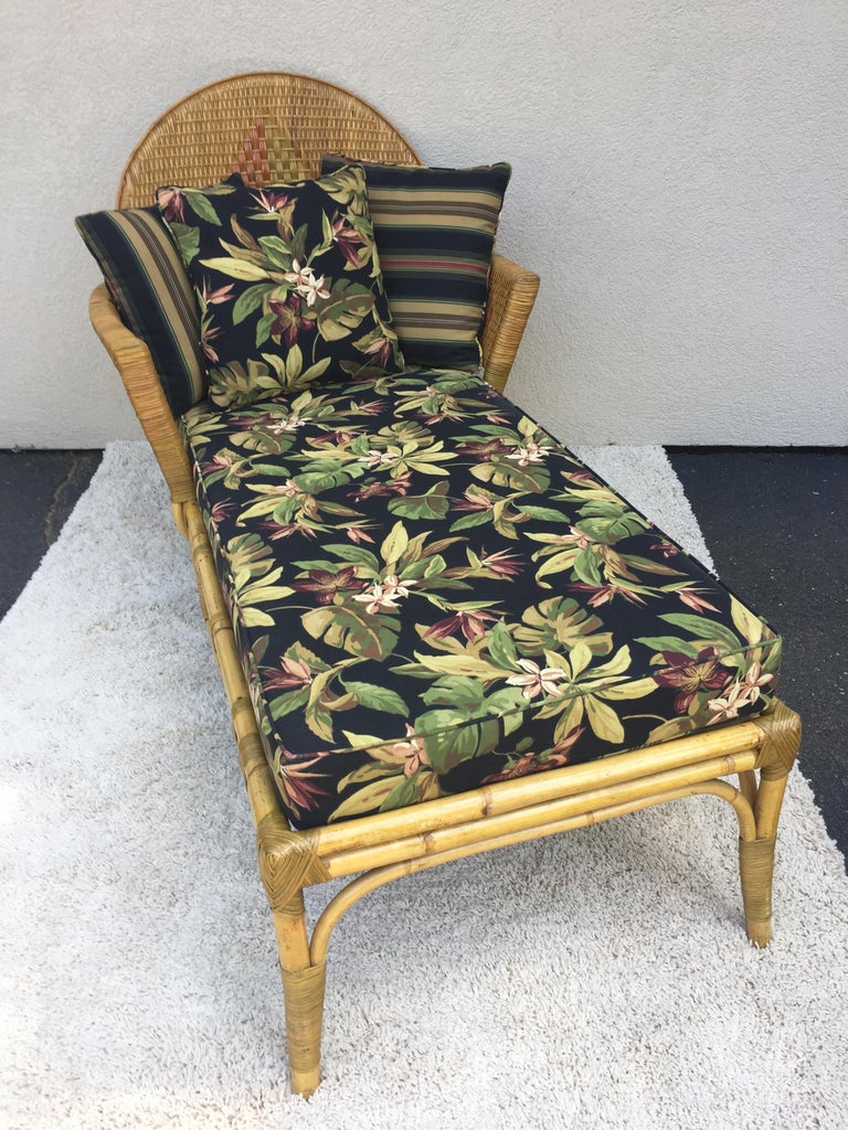 Rattan Art Deco Handmade Chaise Lounge at 1stDibs