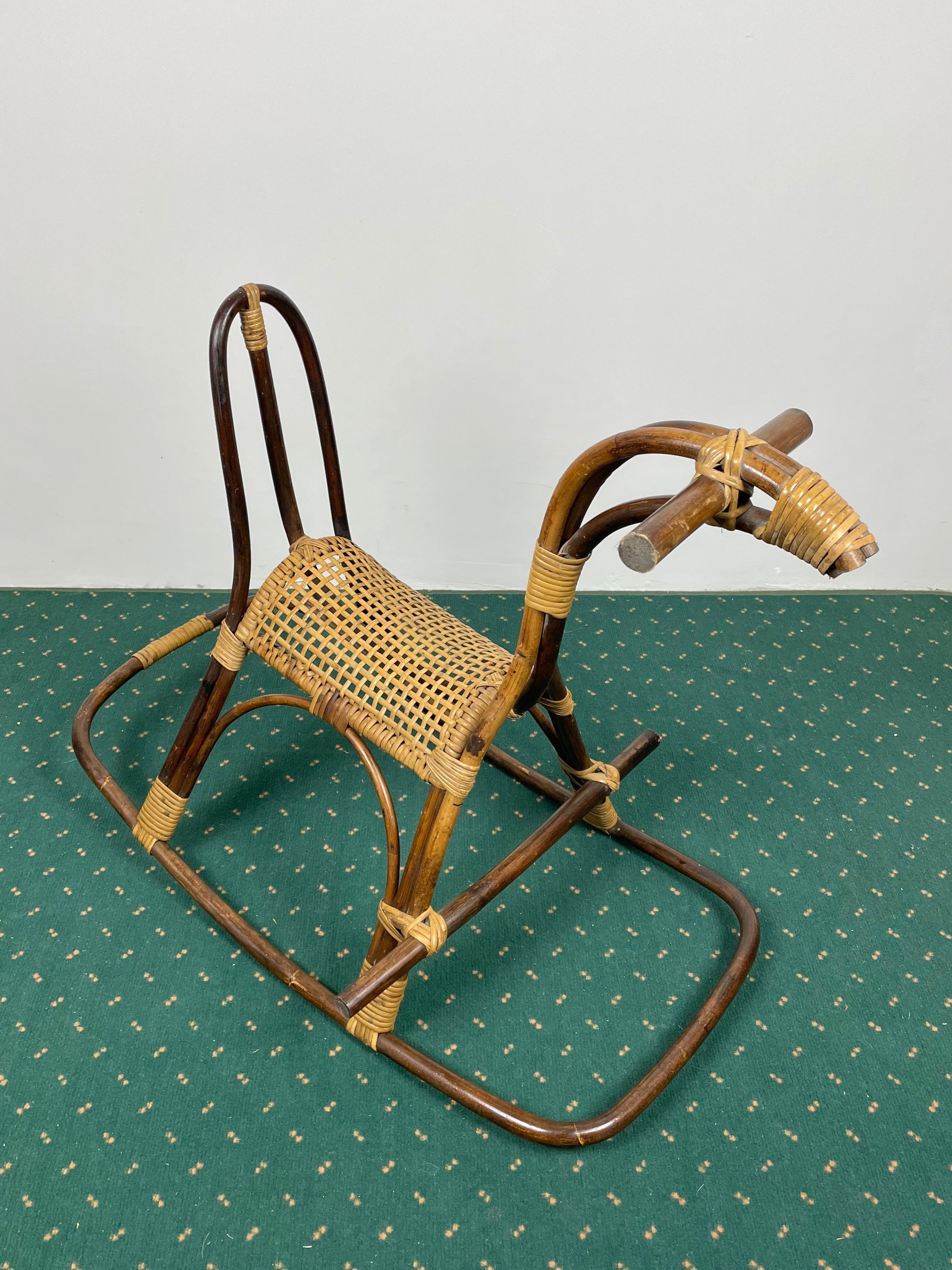 rattan rocking horse