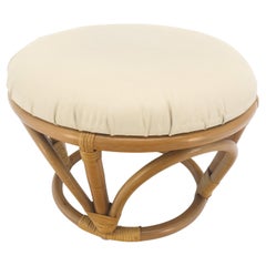 Rattan Bamboo Base Round Bench Pouf Ottoman MINT