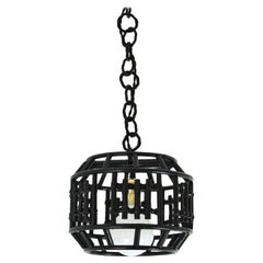Rattan Bamboo Black Painted Pendant Hanging Light / Lantern