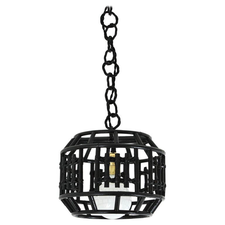 Rattan Bambus Schwarz lackiert Hngelampe / Laterne im Angebot bei 1stDibs  Deutschland