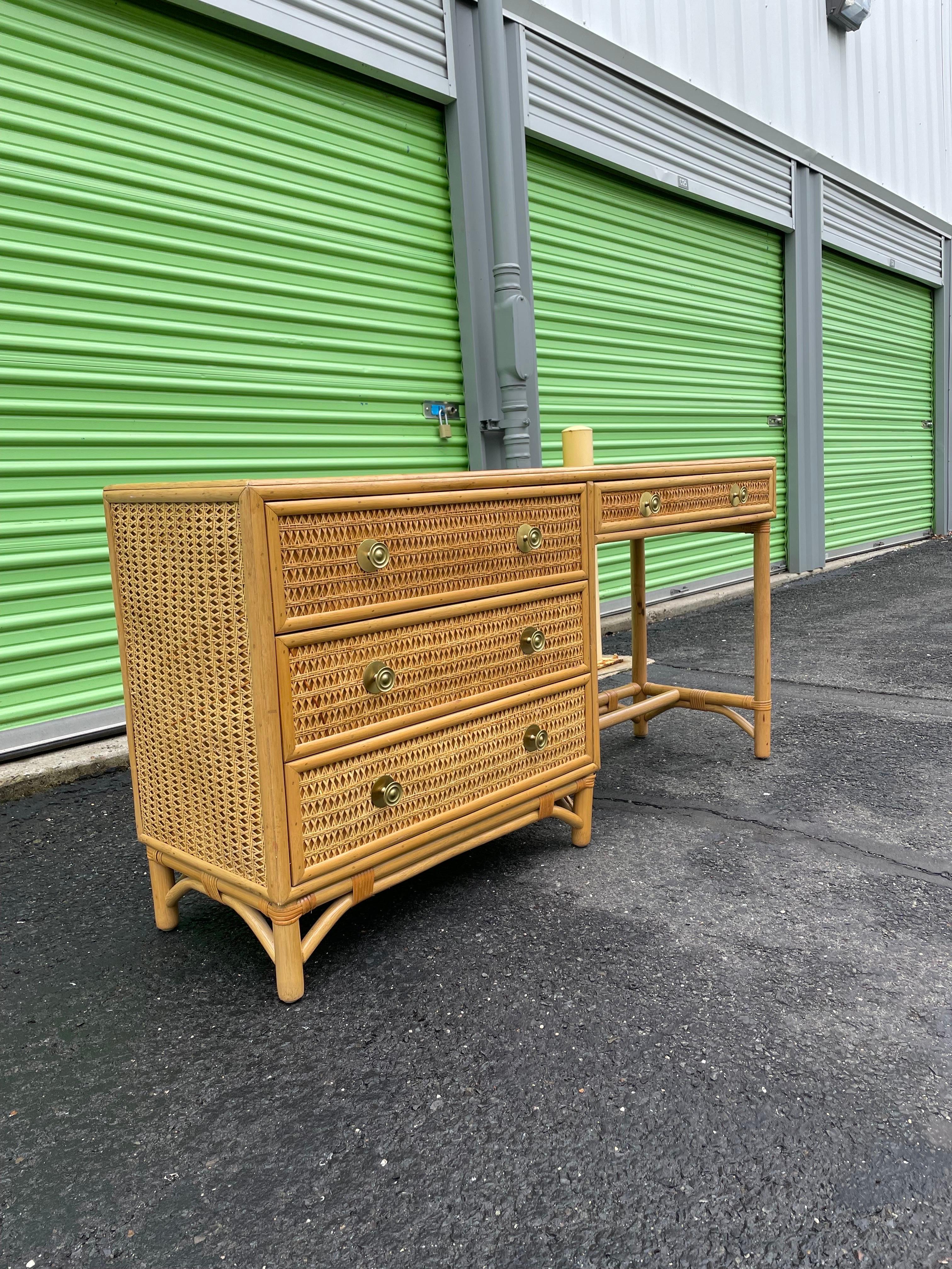 rattan cane desk