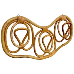 Rattan Bamboo Coat Rack Stand Hanger, Italy, 1960s