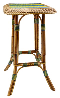 French Rattan & Bamboo Coffee Table, Early 20th Century