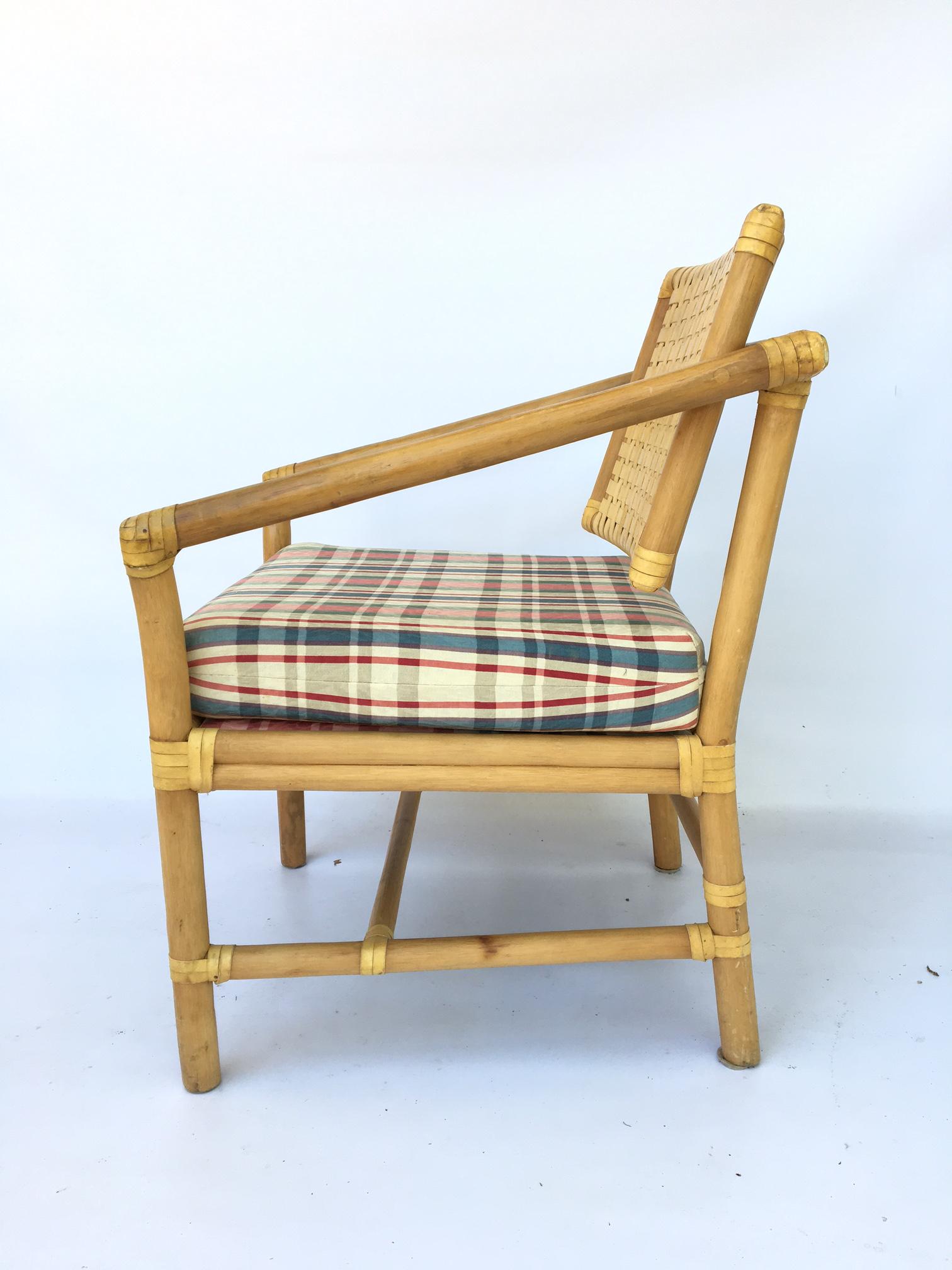 Hollywood Regency Rattan Bamboo Dining Armchairs by Brown Jordan