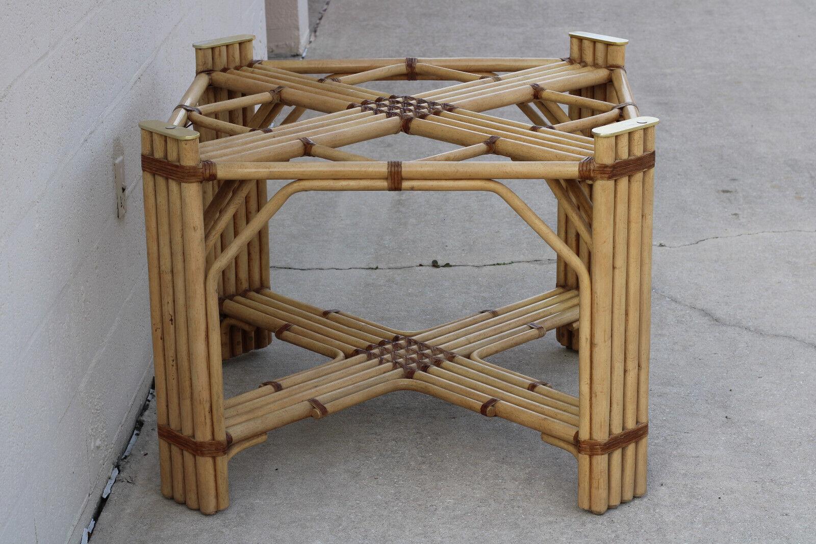 Organic Modern Rattan Bamboo Dining Table Base by Drexel Heritage For Sale