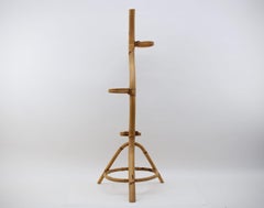 Support à fleurs en rotin et bambou attribué à Bonaccina, Italie, années 1950