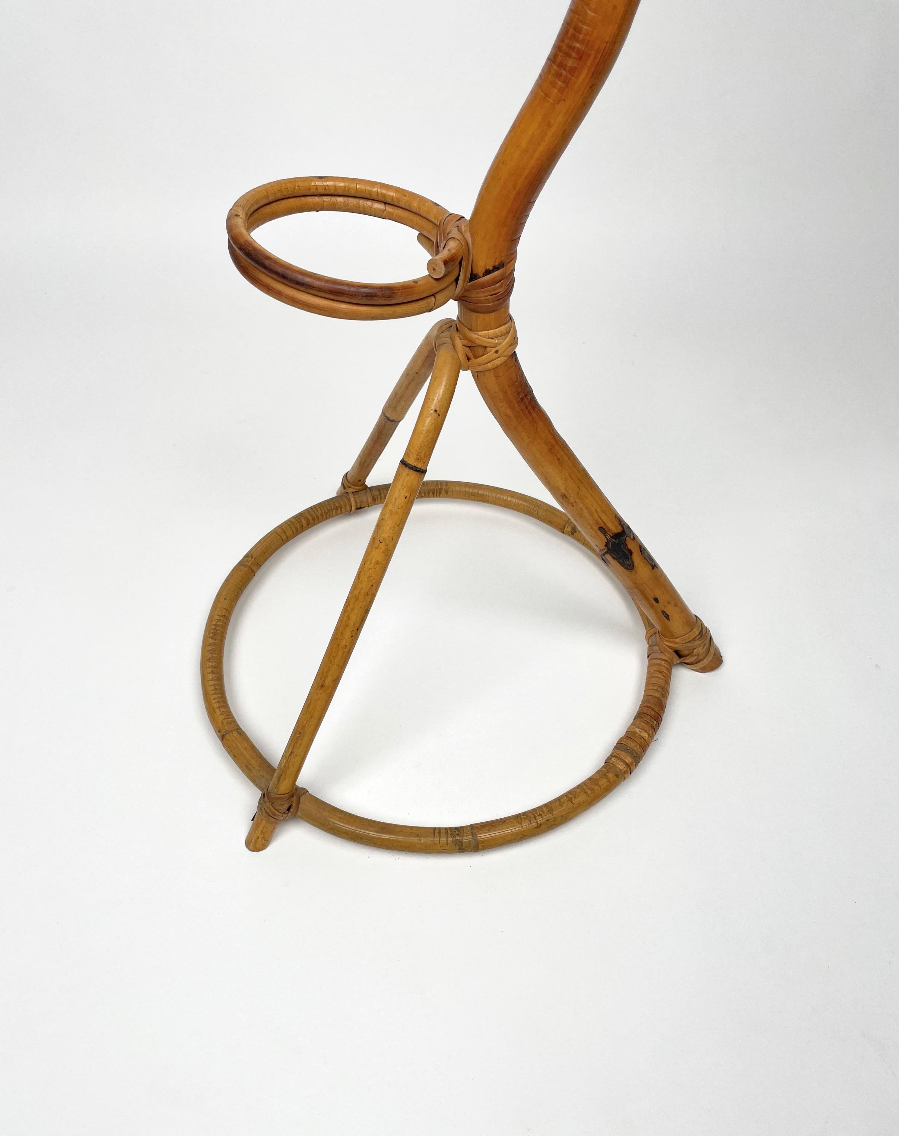 Rattan & Bamboo Flower Stand Plant Holder Italy 1960s 3