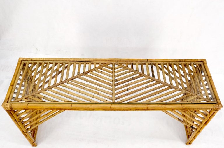 Rattan Bamboo Glass Top Console Sofa Table For Sale 7