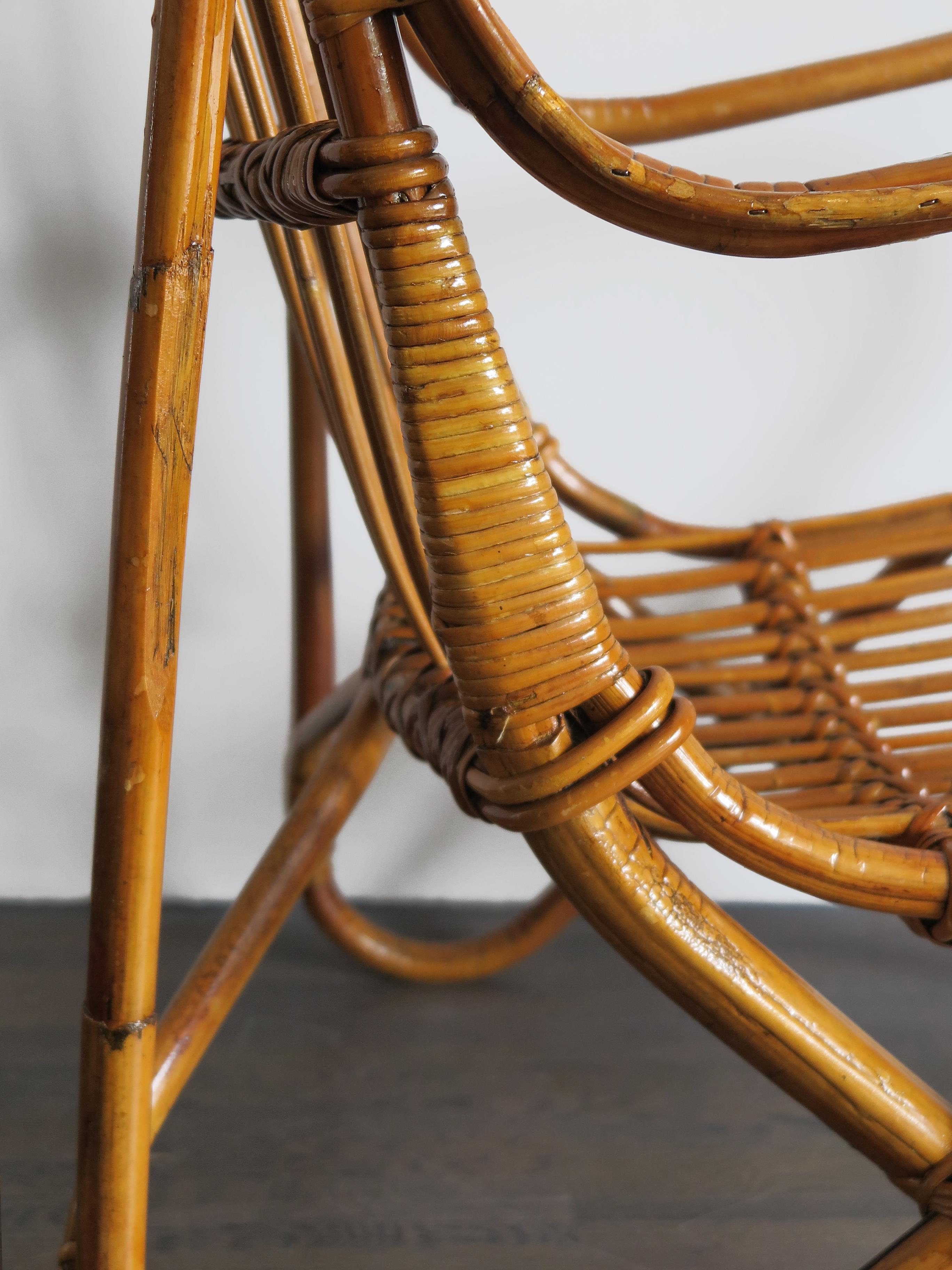 Rattan Bamboo Italian Armchairs, Tito Agnoli Bonacina Style, 1950s 10