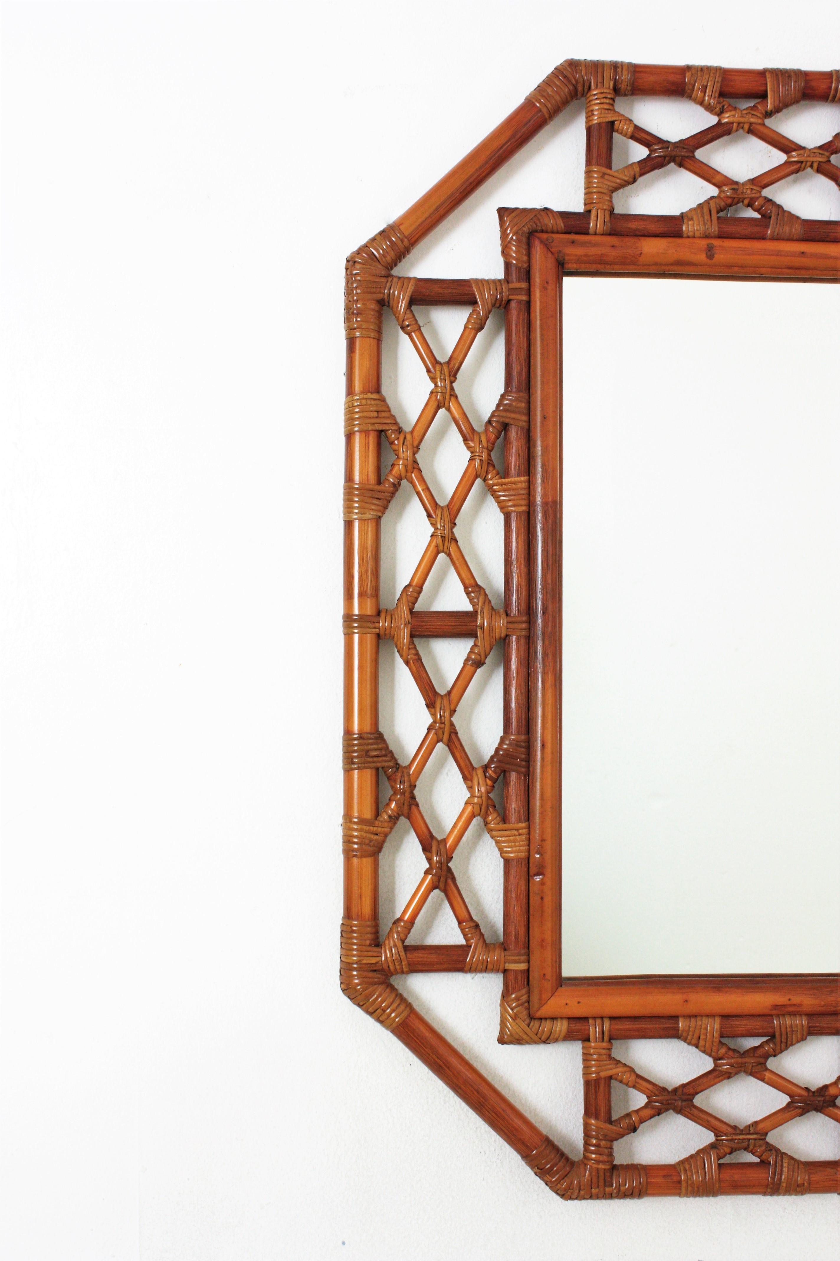 grand miroir rotin