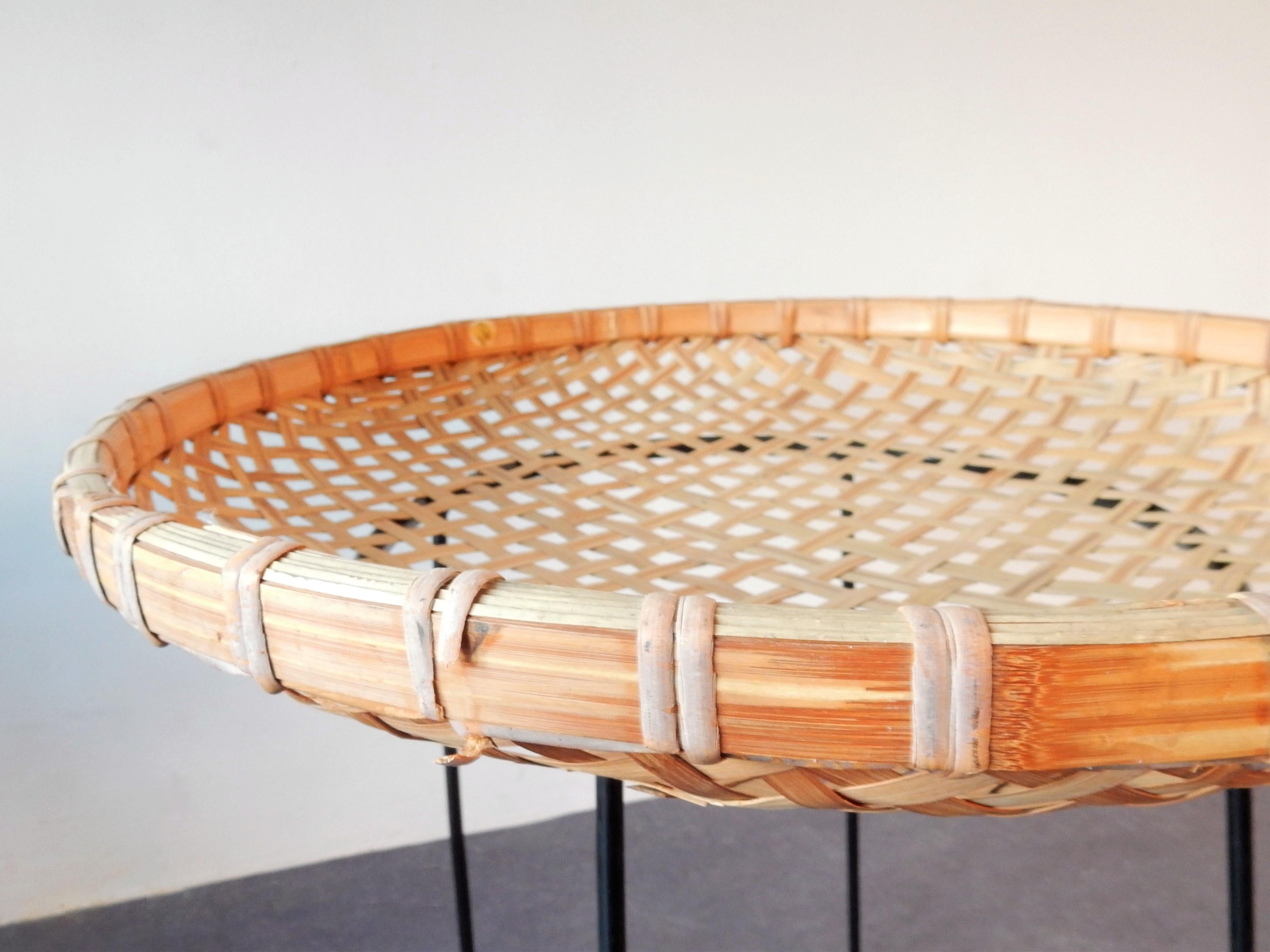 Rattan Bamboo Magazine Basket Stand by Artimeta, the Netherlands 1960s In Good Condition For Sale In Steenwijk, NL