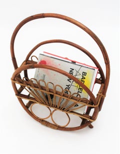 Rattan Bamboo Magazine Rack Stand