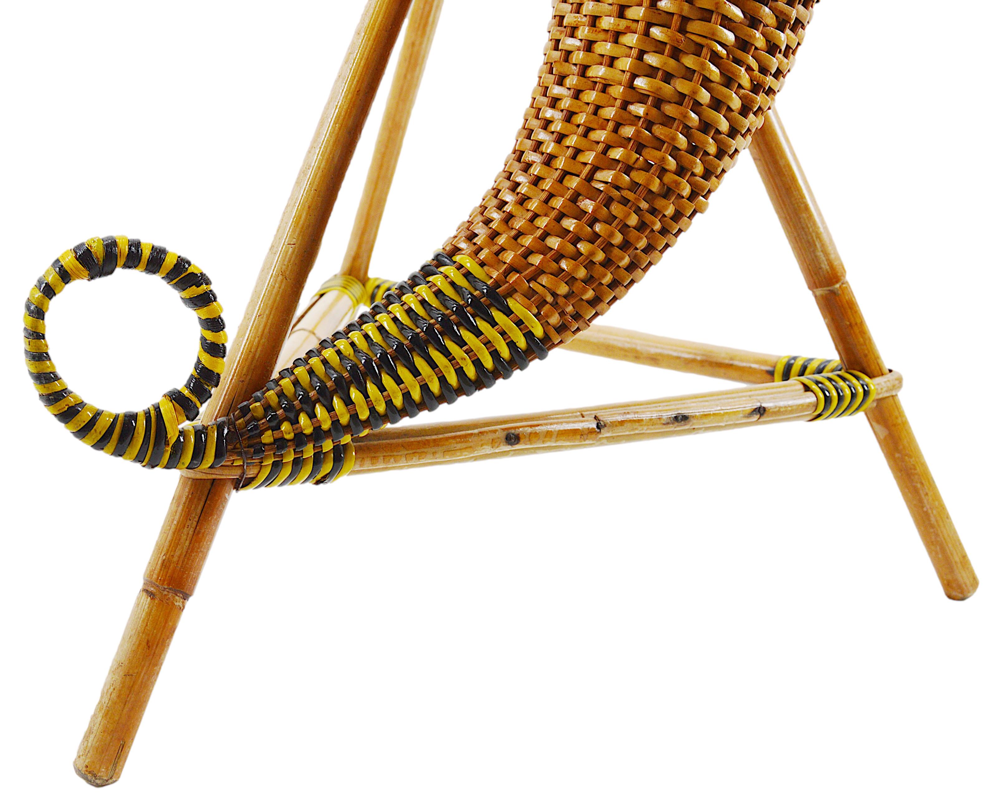 Portapiante in rattan e bambù, inizio XX secolo In condizioni buone in vendita a Saint-Amans-des-Cots, FR