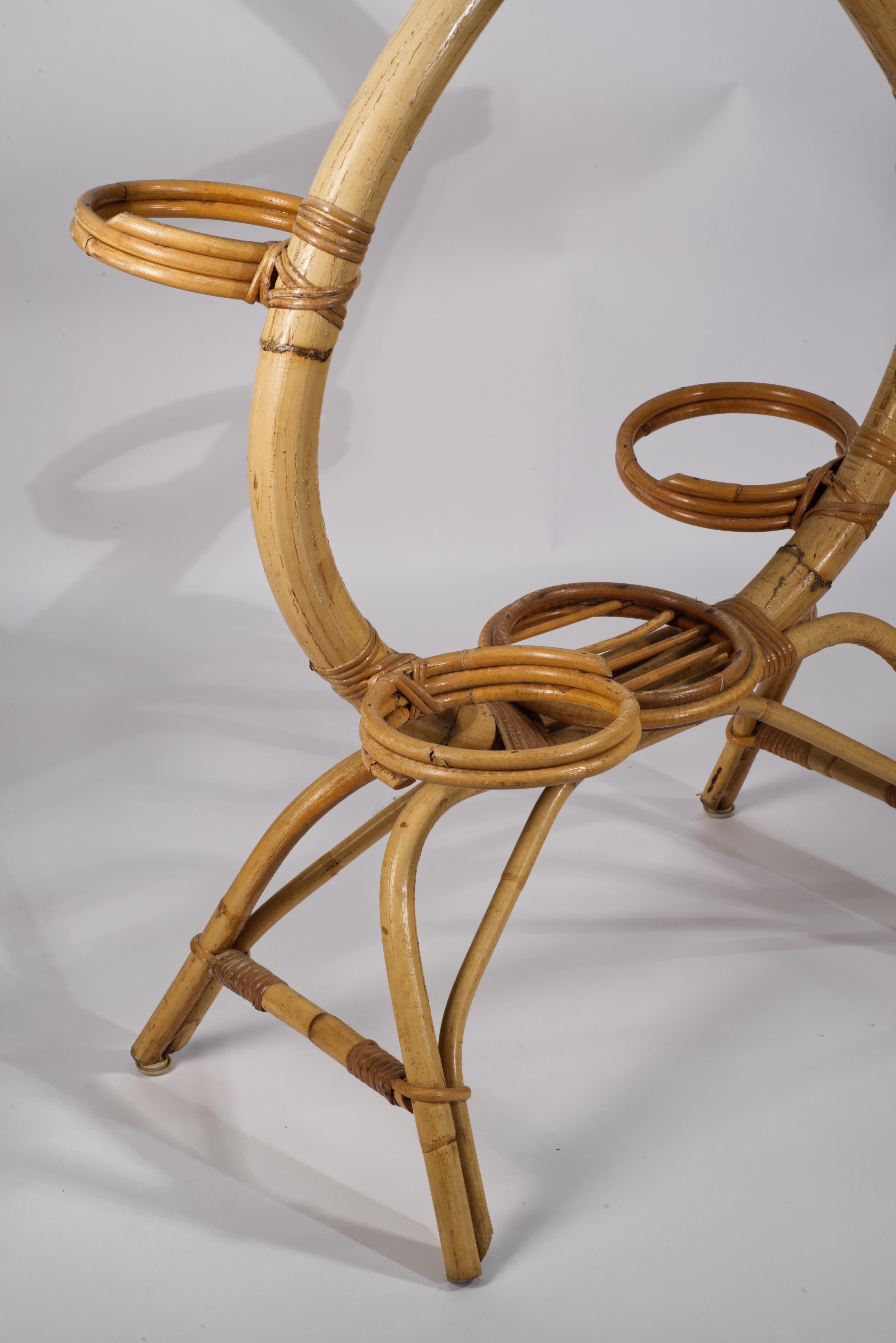 Mid-Century moderno Divisorio in rattan e bambù per piante, Italia, anni '50 in vendita