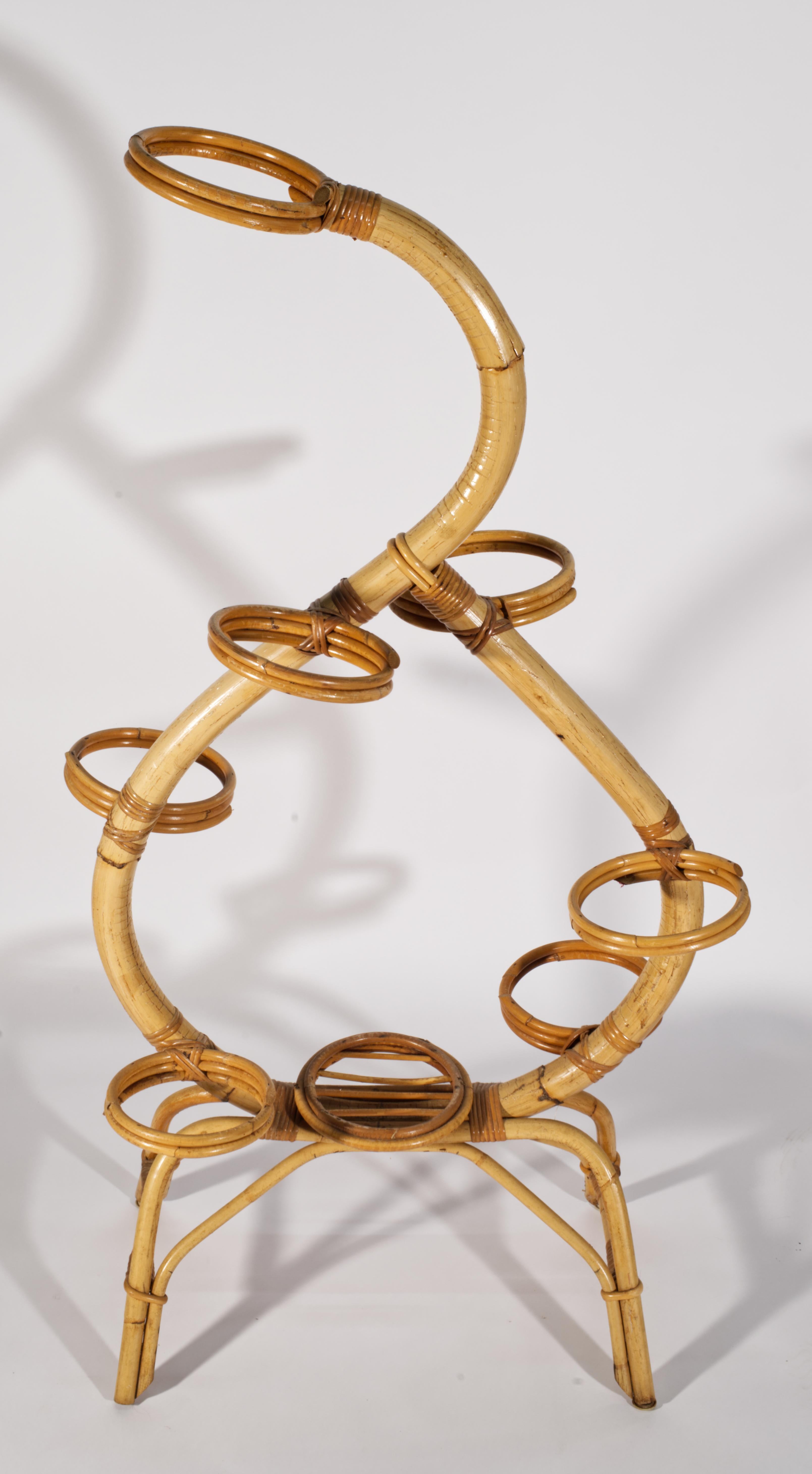 Rattan Divisorio in rattan e bambù per piante, Italia, anni '50 in vendita