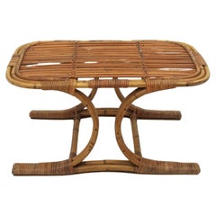 Rattan Bamboo Rectangular Coffee Table in the Style of Franco Albini