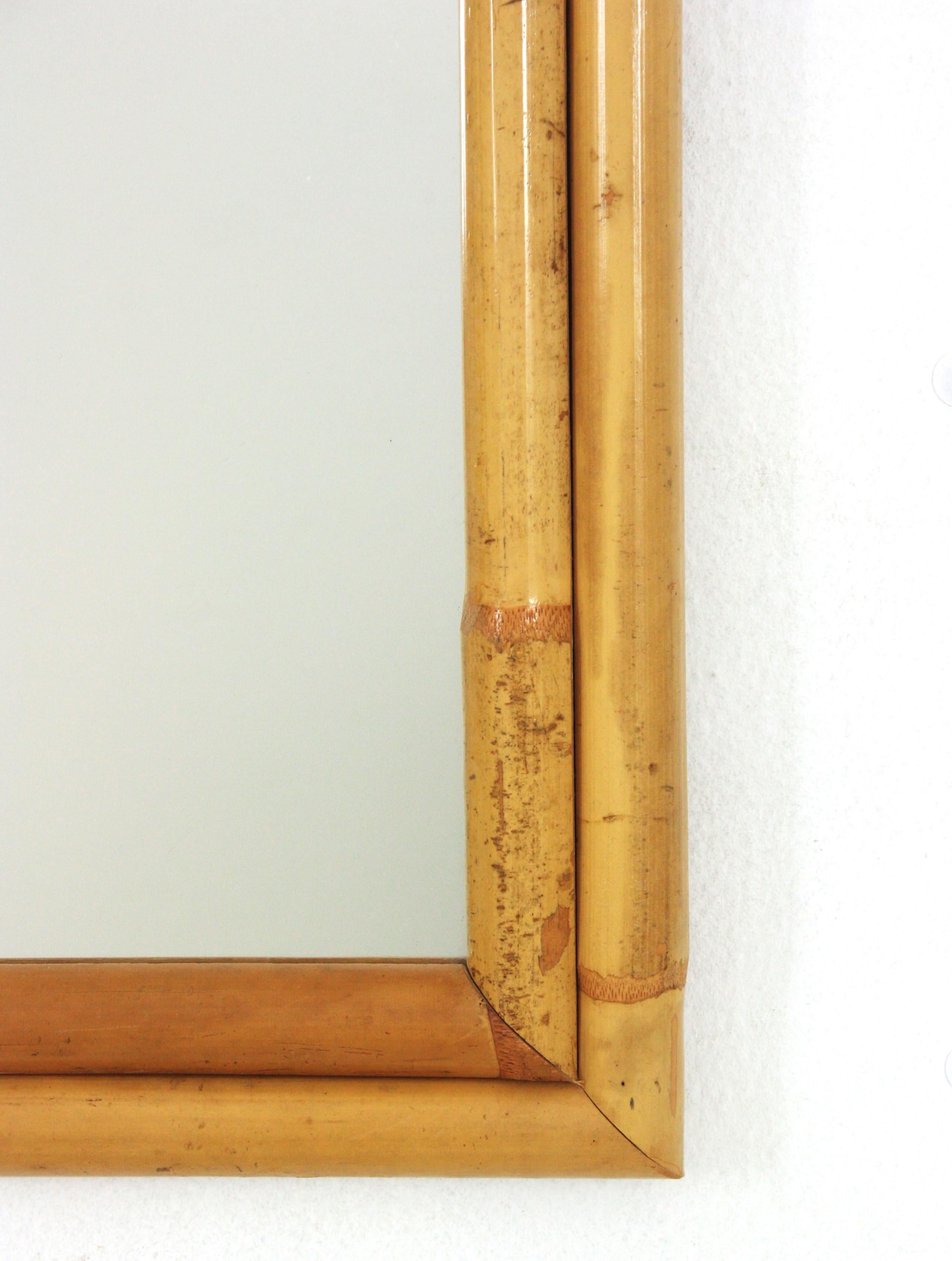 Rattan Bamboo Rectangular Mirror For Sale 1