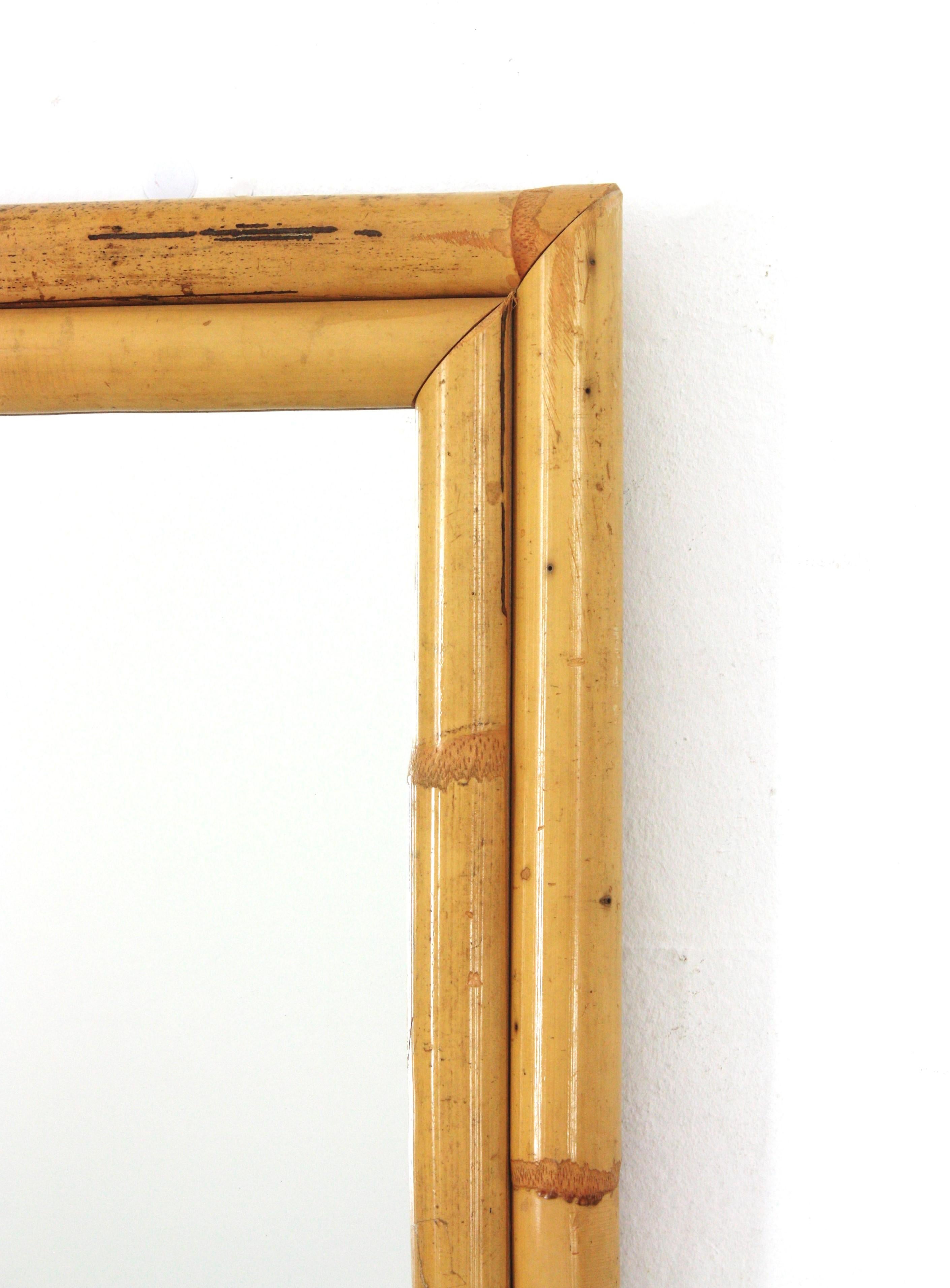 Rattan Bamboo Rectangular Mirror For Sale 2