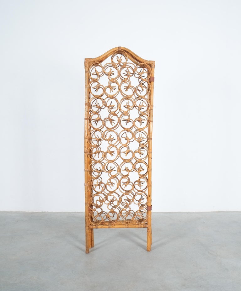 Rattan Bamboo Room Divider Screen Paravant Italy, circa 1965 For Sale