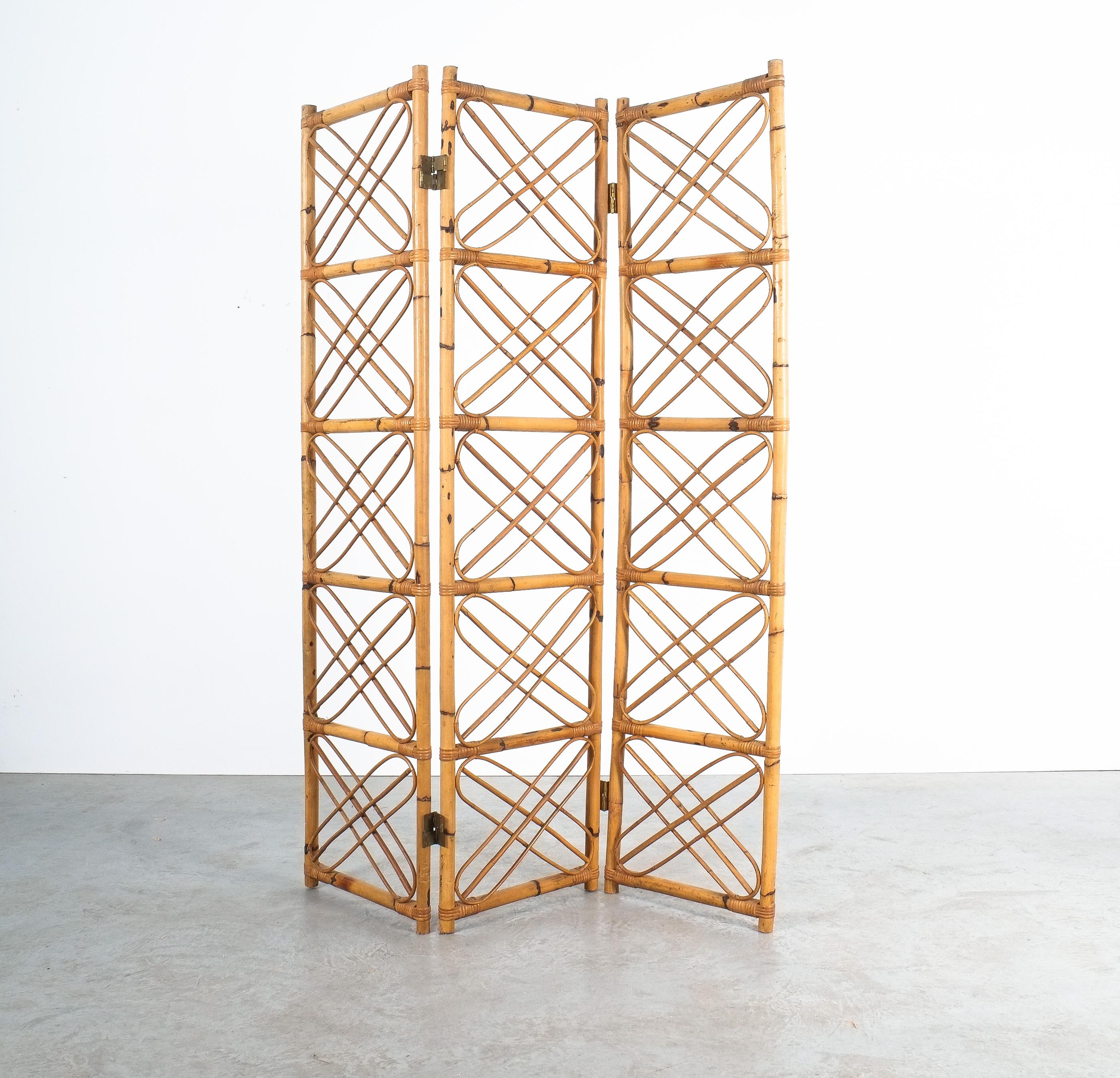 Rattan Bamboo Room Divider Screen Paravant Italy, circa 1965 In Good Condition For Sale In Vienna, AT