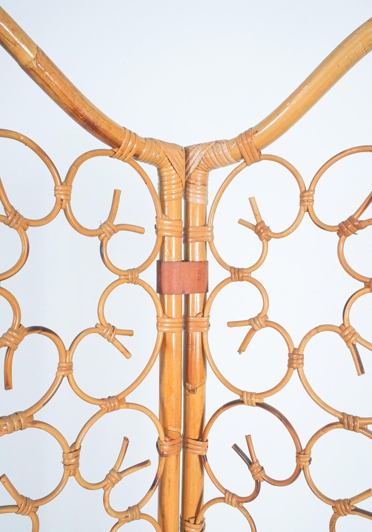 Rattan Bamboo Room Divider Screen Paravant Italy, circa 1965 For Sale