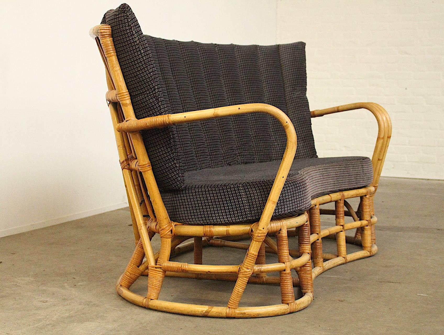 Rattan / Bamboo Sofa in the Style of Travasa  In Good Condition For Sale In Amsterdam, NL