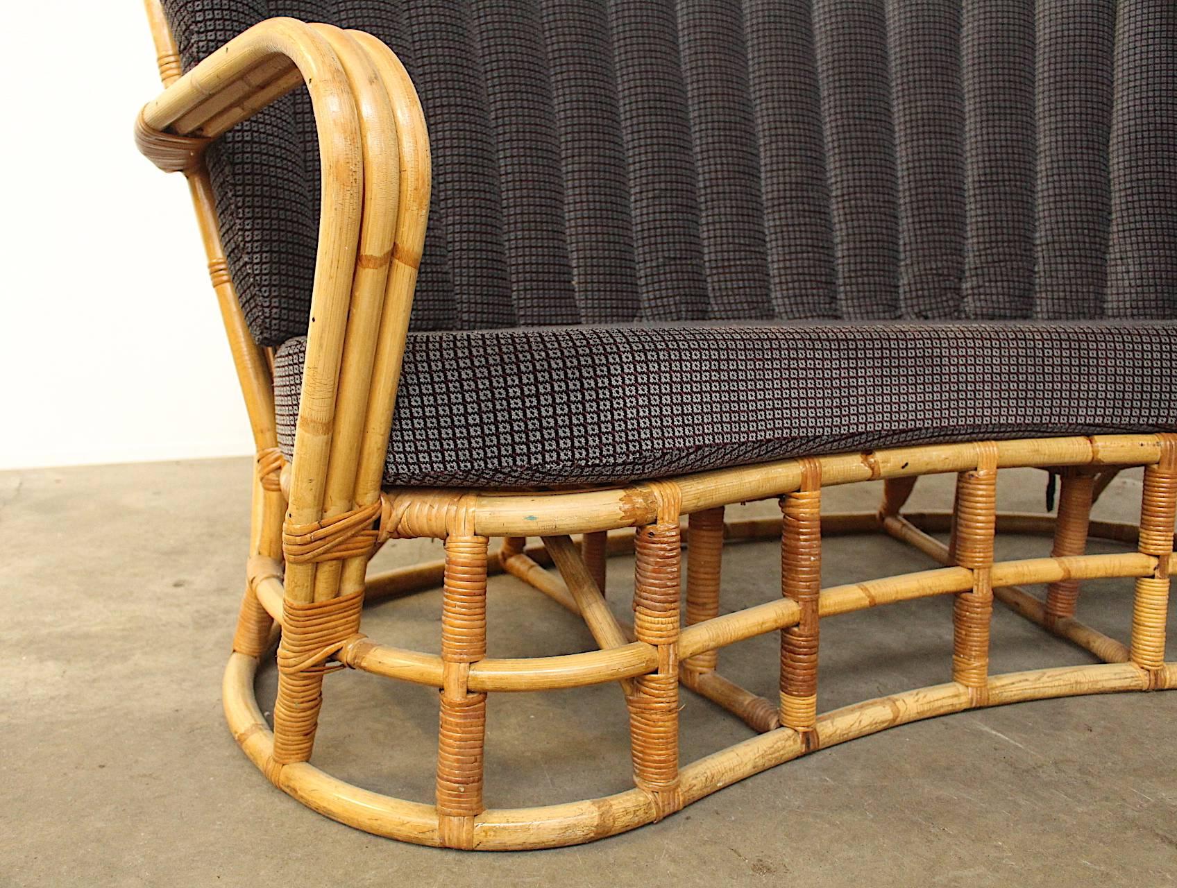 Mid-20th Century Rattan / Bamboo Sofa in the Style of Travasa  For Sale