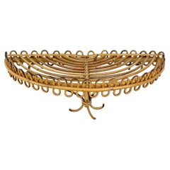 Rattan & Bamboo Wall-Mounted Bedside Shelf, Italy 1960s