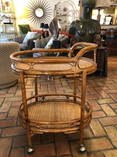 Rattan Bar Cart on Casters