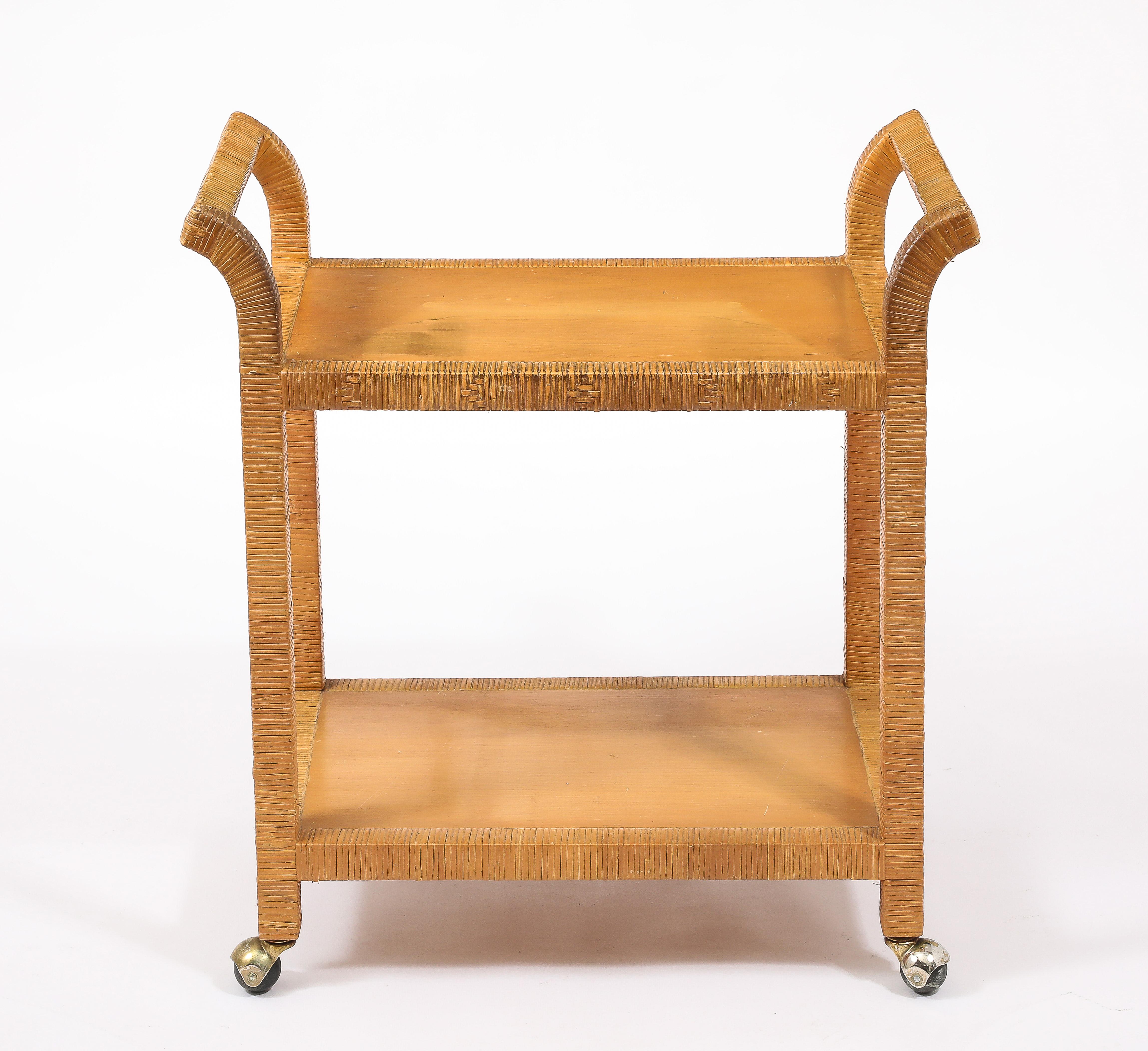 Rattan Bar Cart, USA 1950's For Sale 4