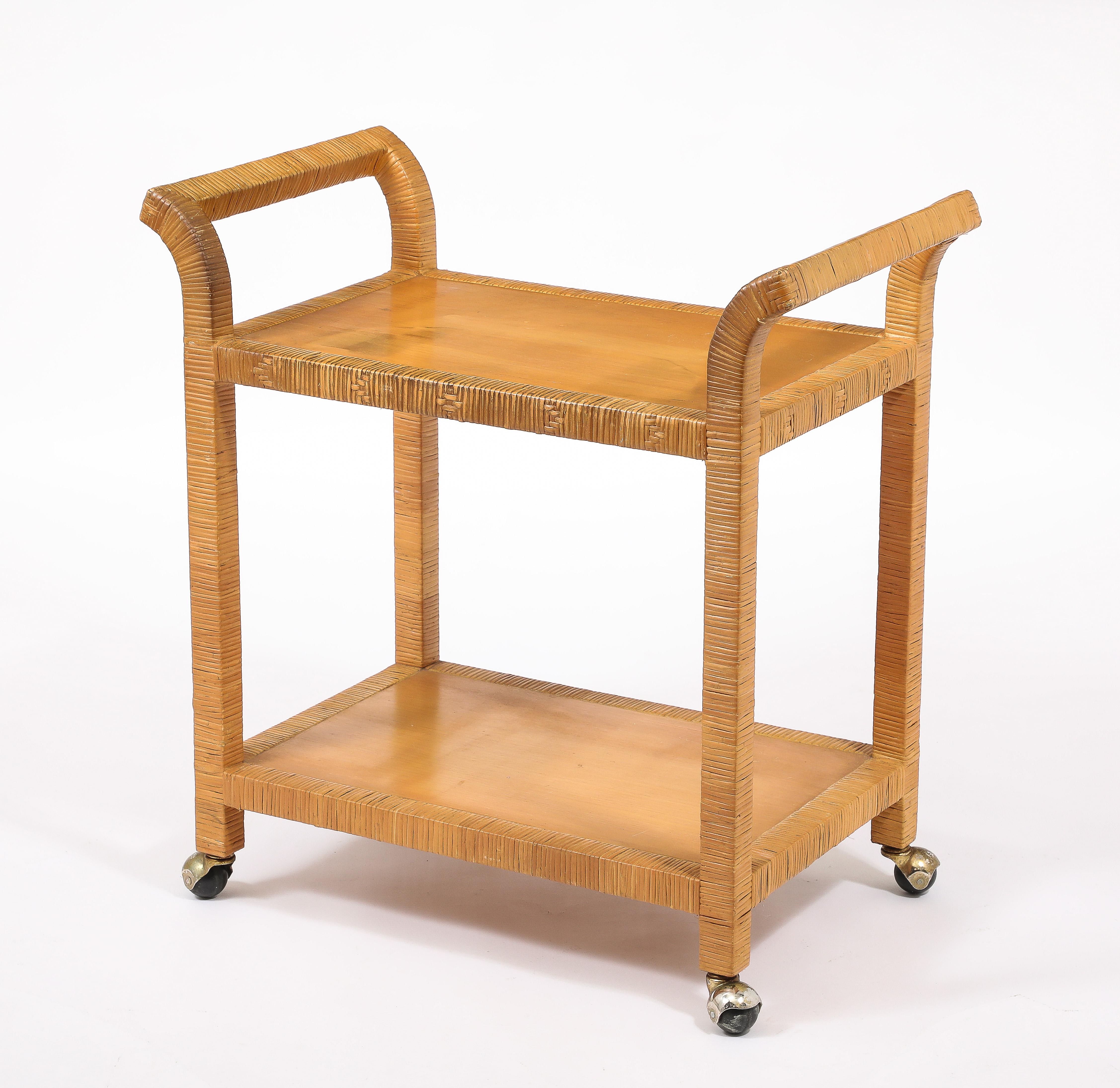 Rattan Bar Cart, USA 1950's For Sale 6