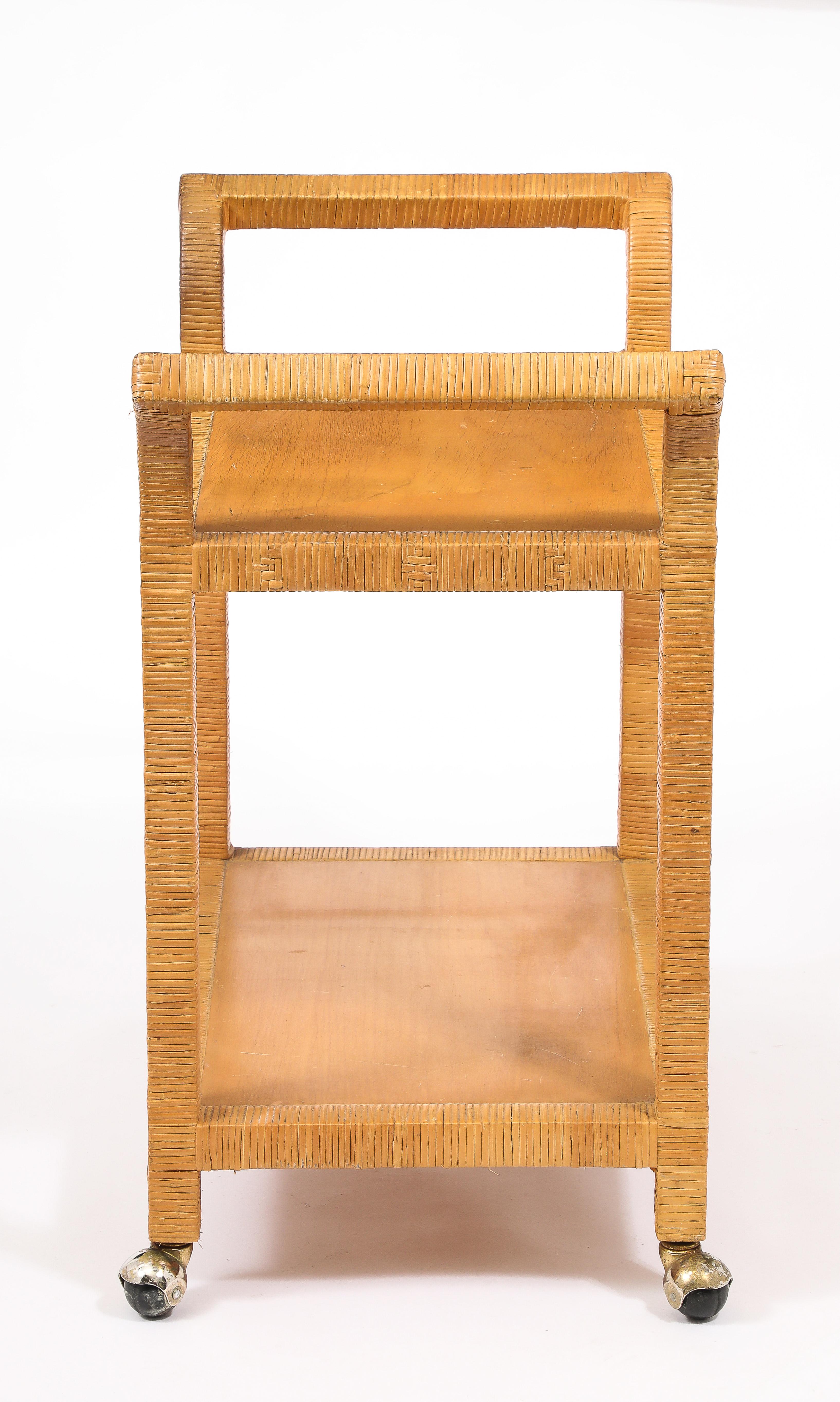 Rattan Bar Cart, USA 1950's For Sale 7