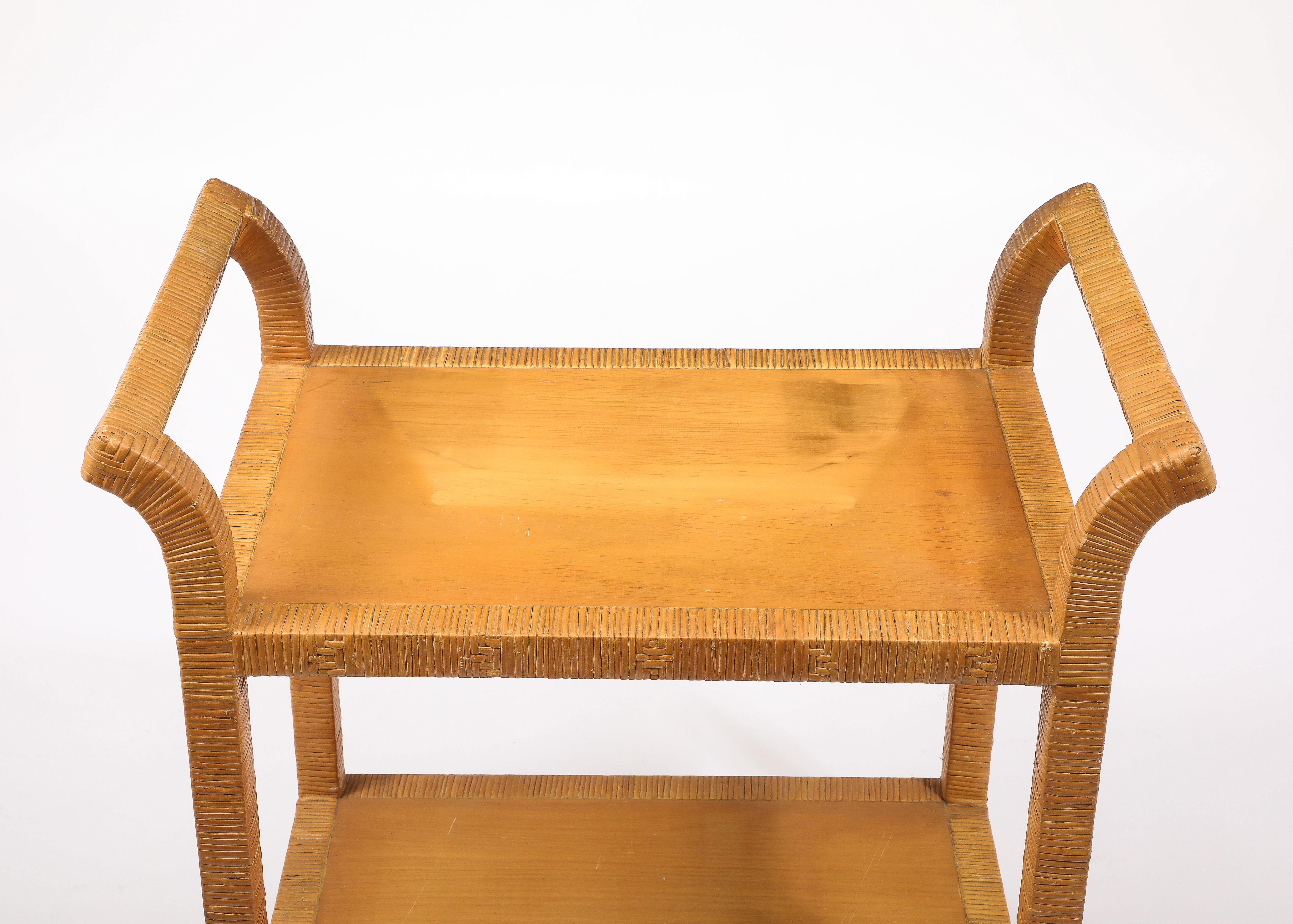 American Rattan Bar Cart, USA 1950's For Sale