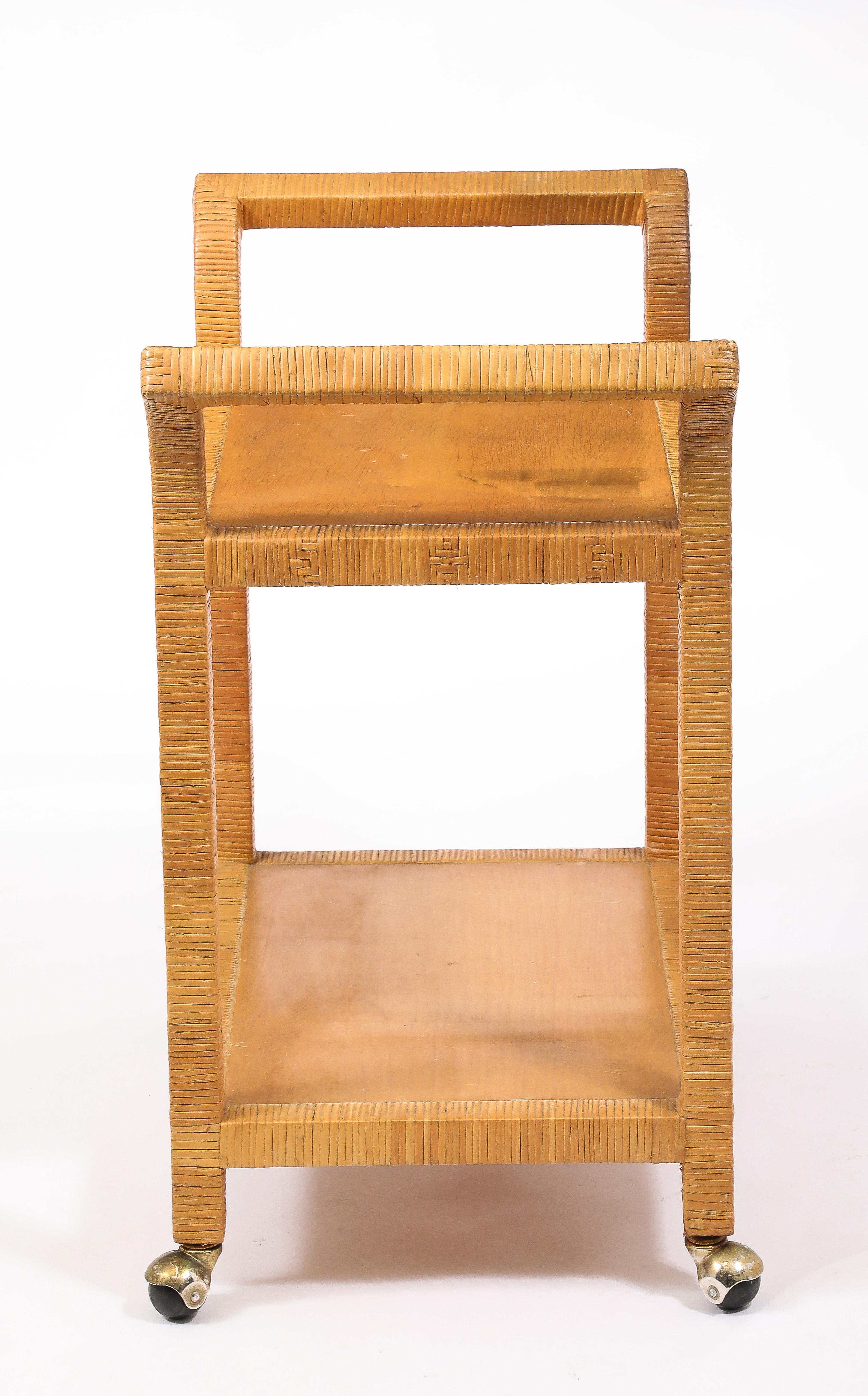 Rattan Bar Cart, USA 1950's For Sale 2