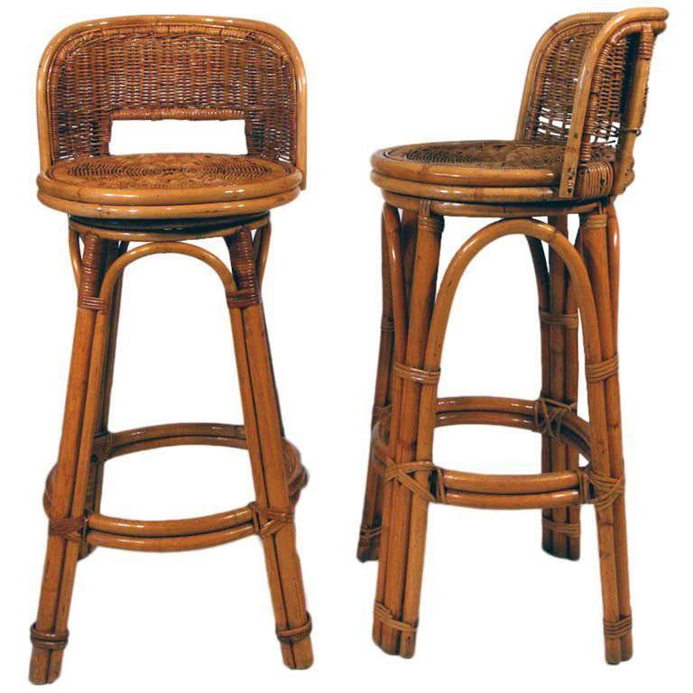 Rattan Bar Stool Pair With Woven Wicker Seats Set Of Two For Rattan Bar Stool Pair With Woven Wicker Seats Set Of Two For
