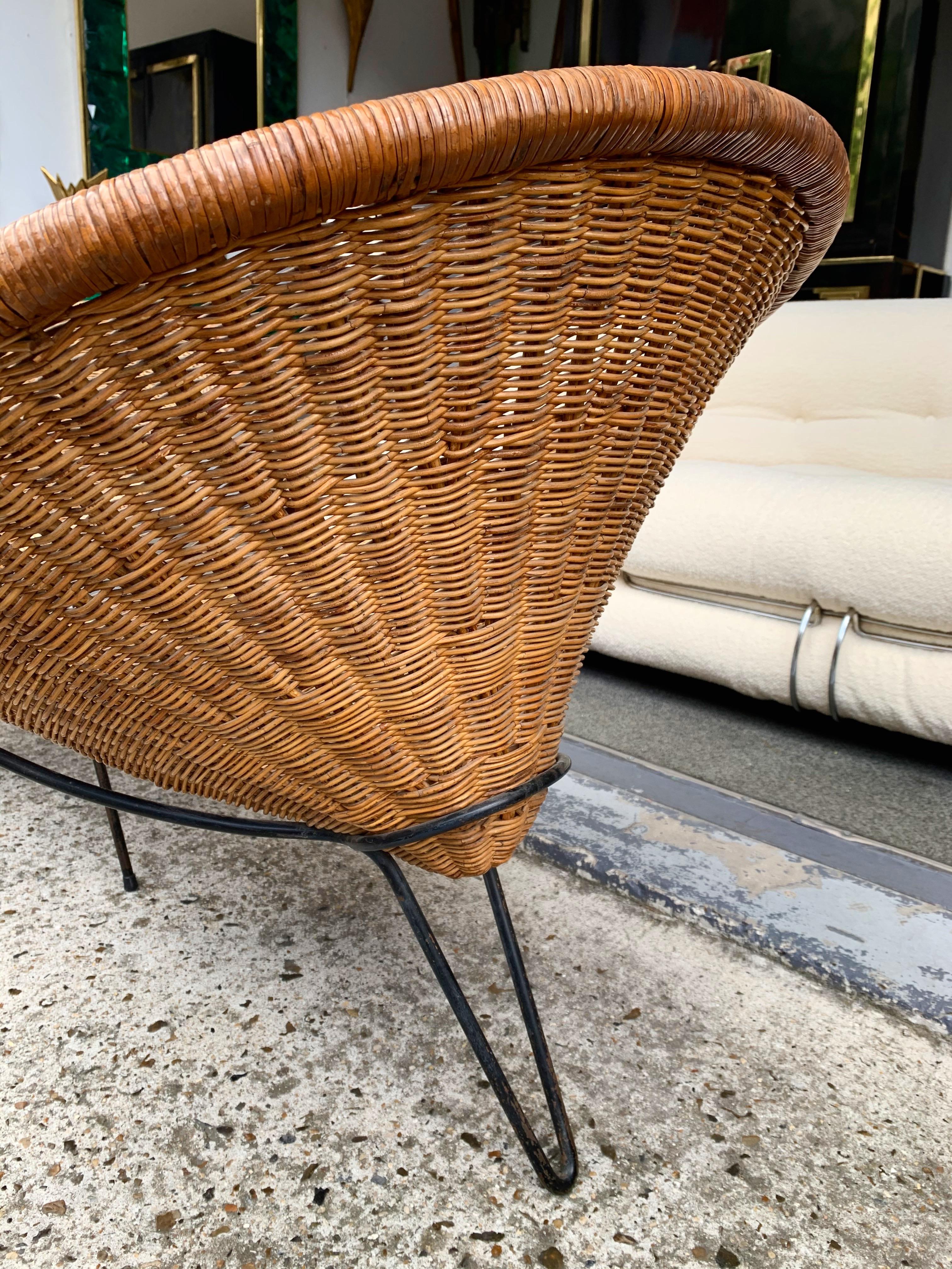 Rattan Basket Armchairs, Italy, 1950s 2