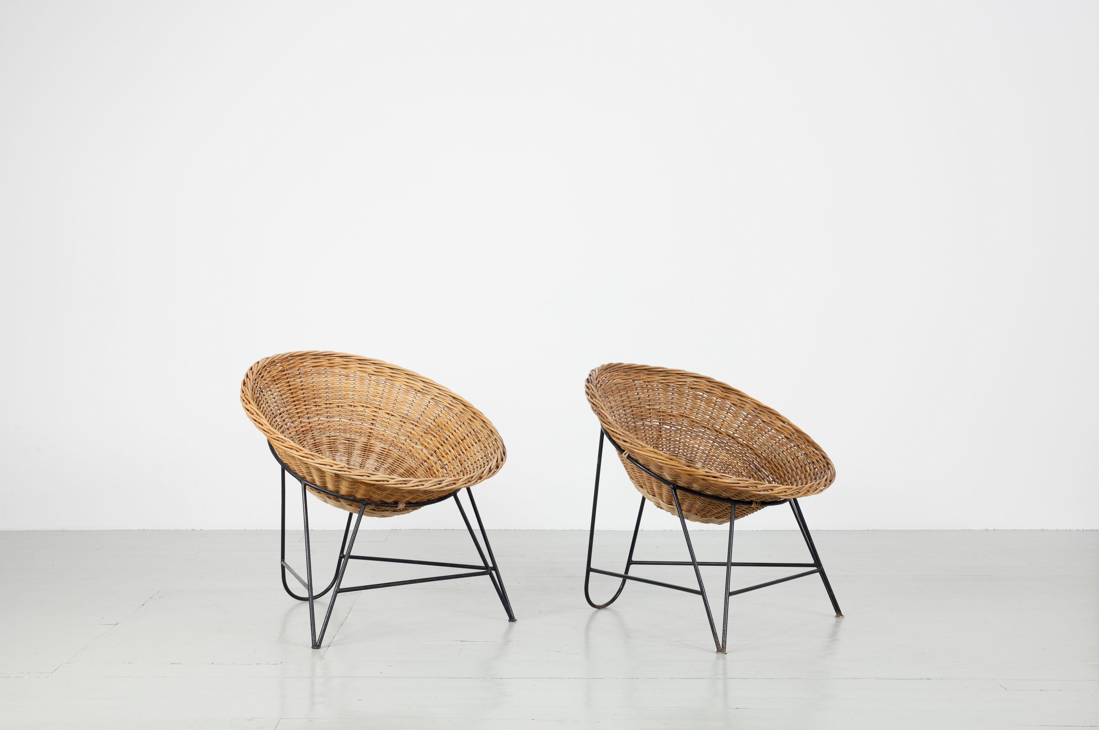 Rattan Basket Chair, Italy, 1950s 4