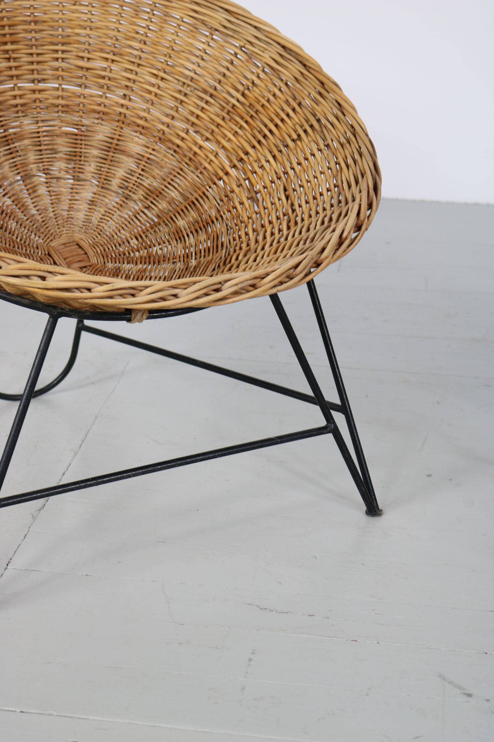 Rattan Basket Chair, Italy, 1950s 5