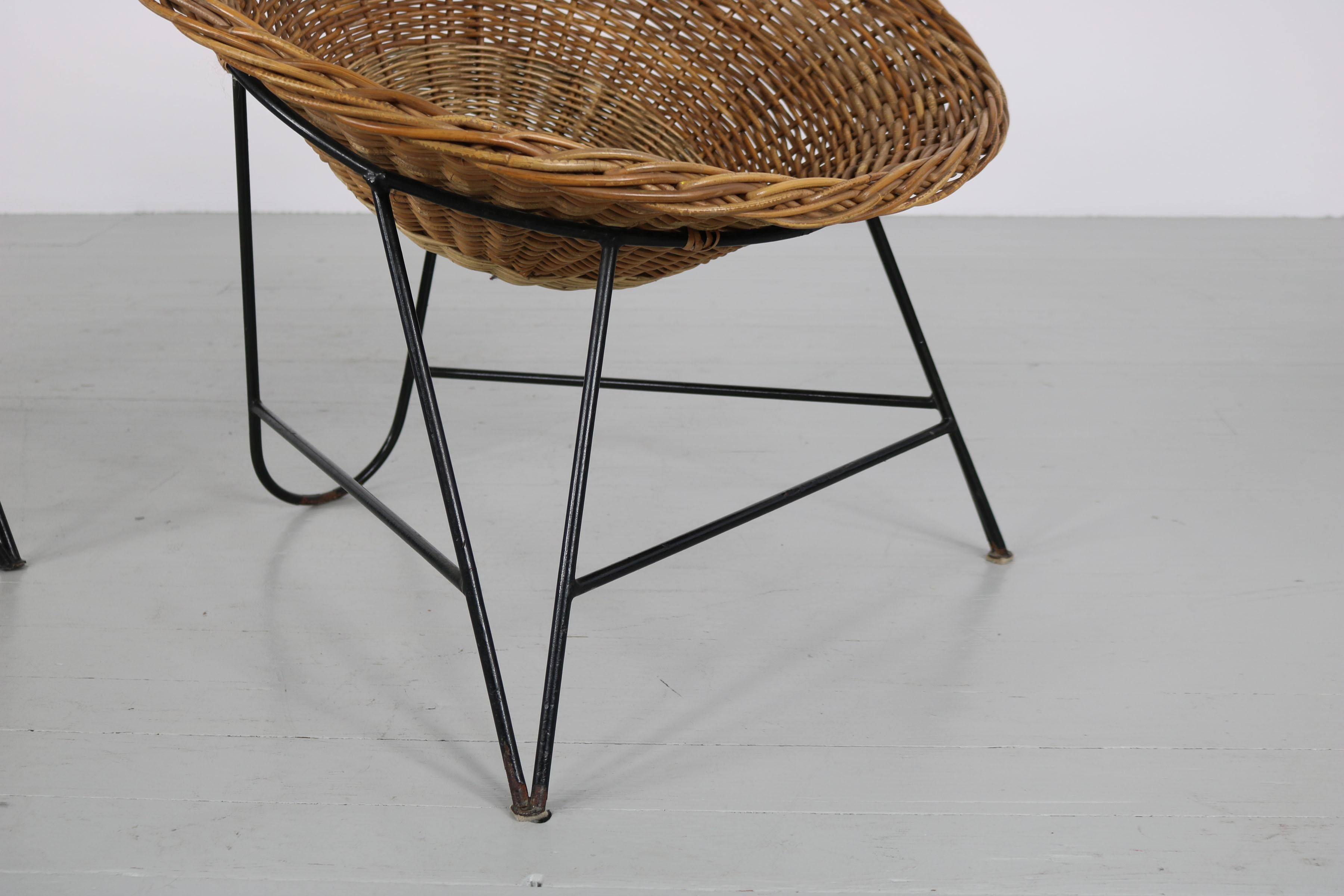 Rattan Basket Chair, Italy, 1950s 8