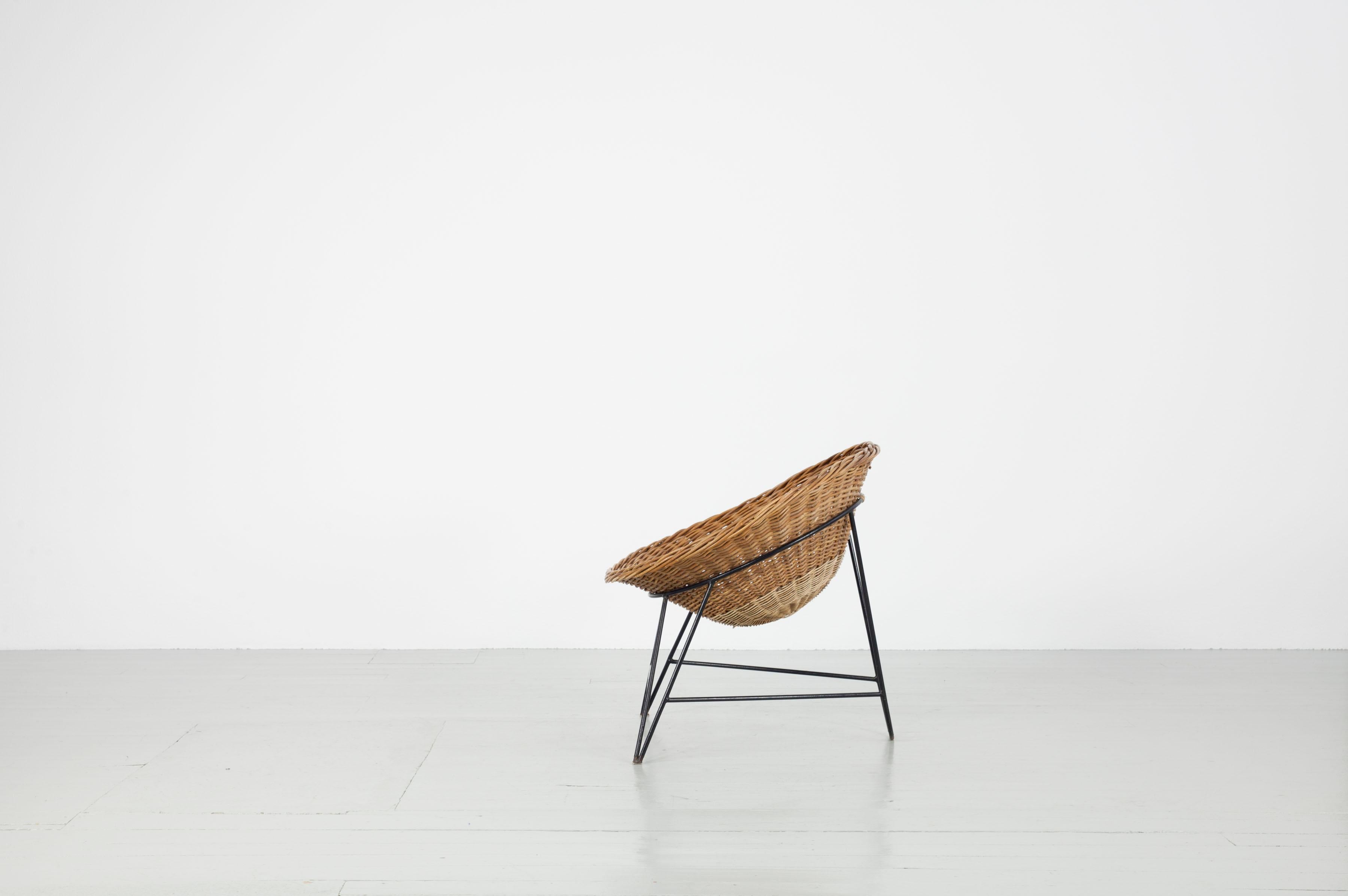 Rattan Basket Chair, Italy, 1950s 1