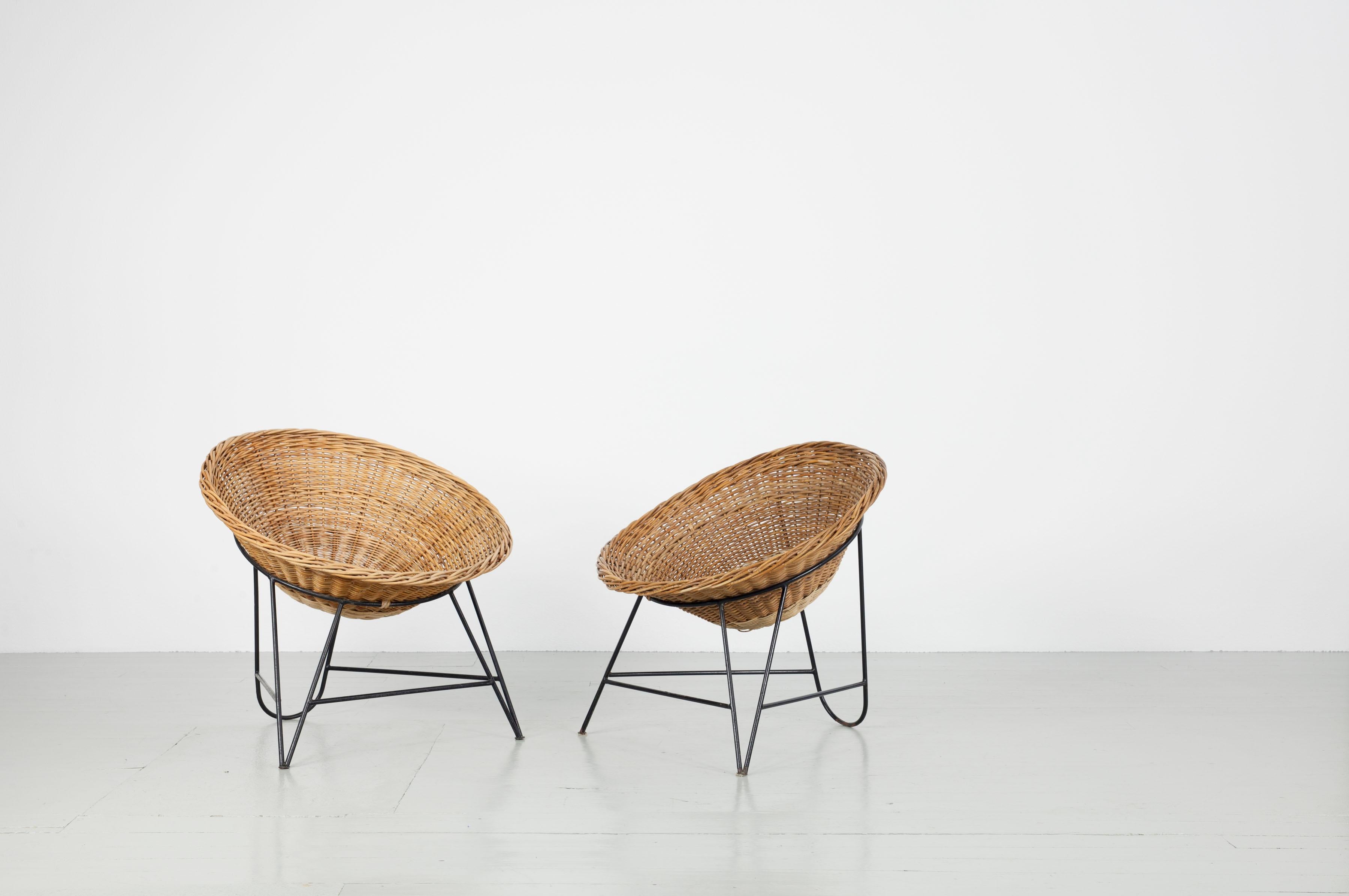 Rattan Basket Chair, Italy, 1950s 3